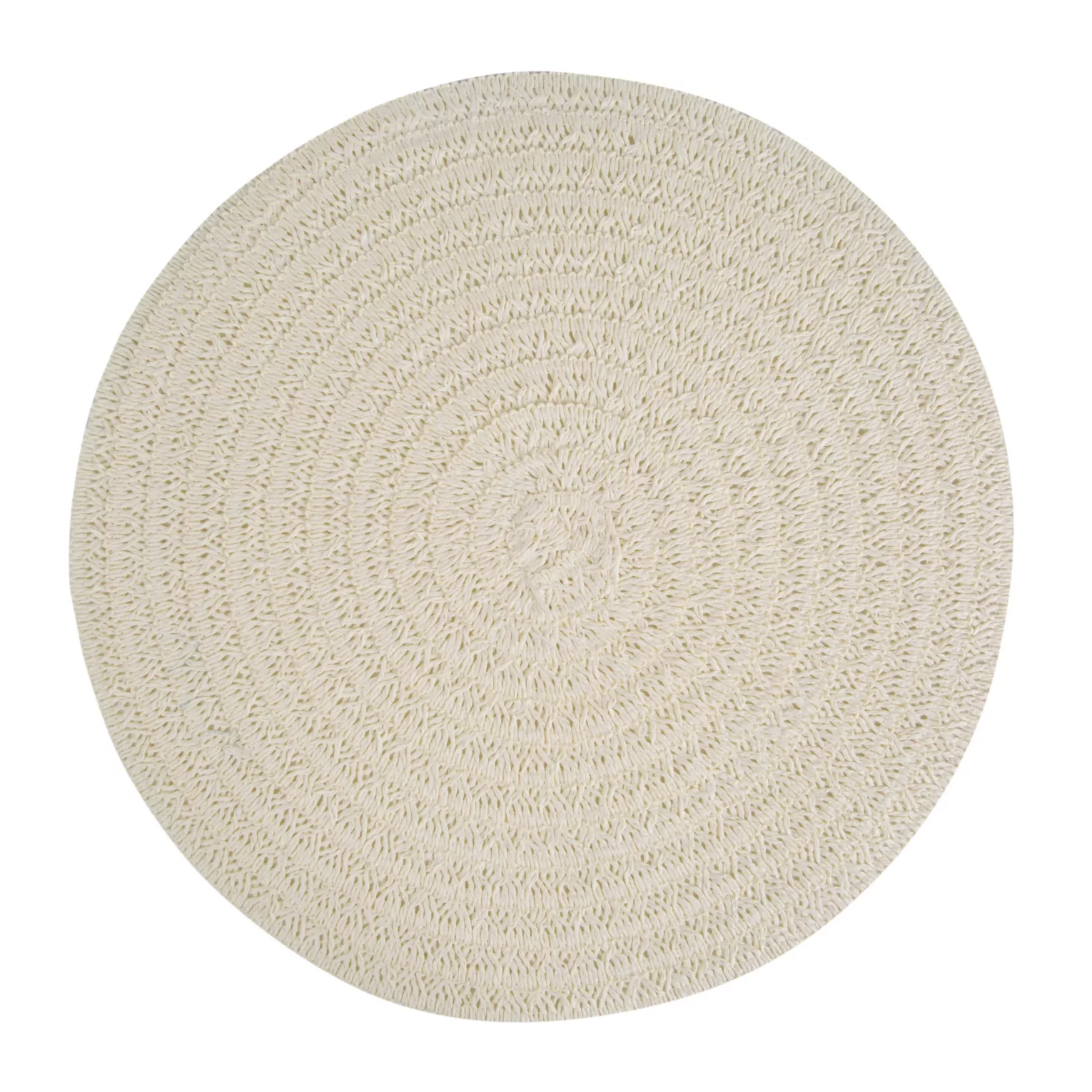 Podkładka okrągła na stół kremowa średnica 38 cm BOHO 9 pleciona z wzorem