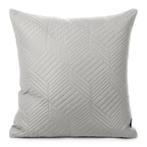 Poszewka na poduszkę 40x40 cm popielata z geometrycznym wzorem pikowana techniką hot press BONI DESIGN 91