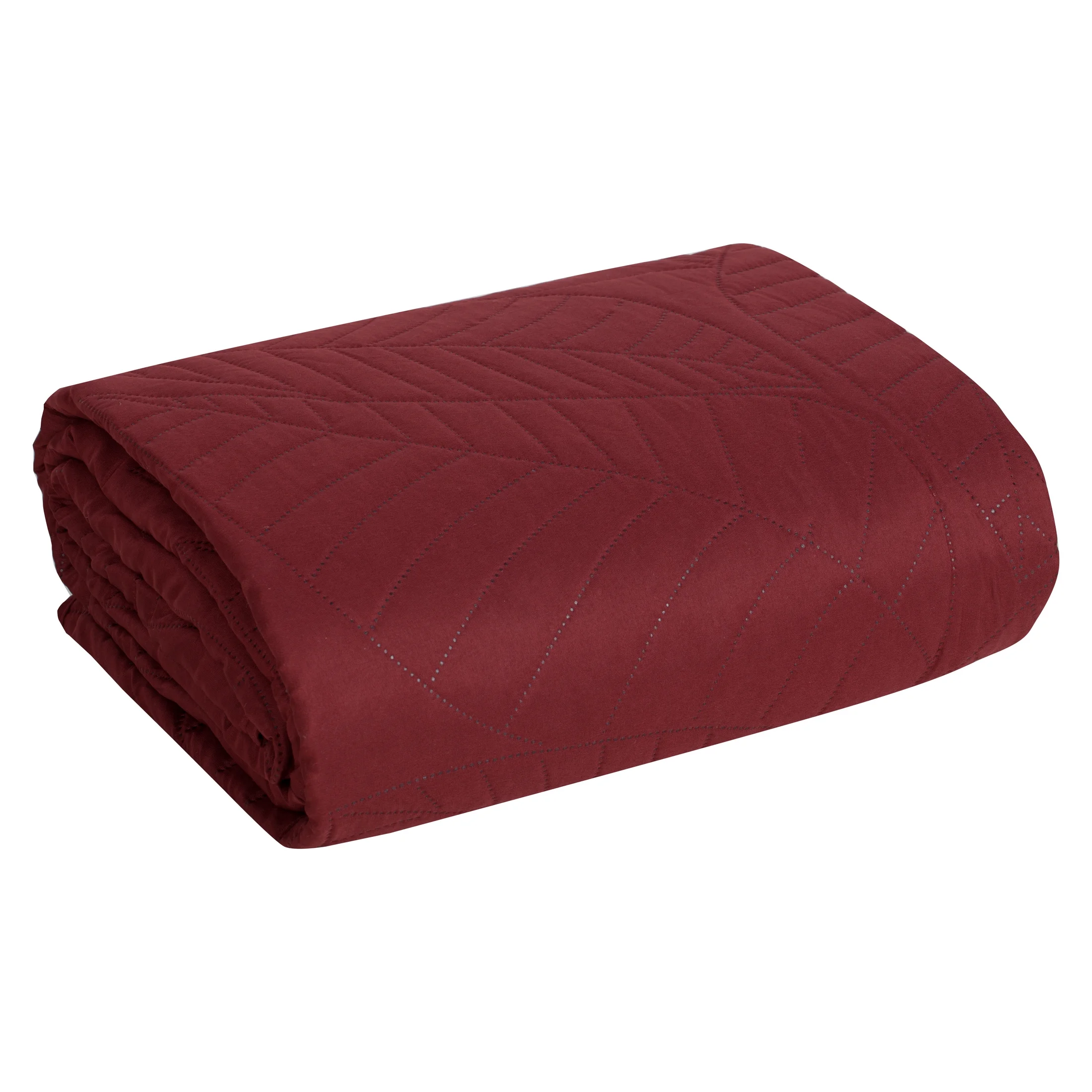 Narzuta bordowa 170x210 cm z motywem liści wytłaczanym techniką hot press BONI 6 Design 91