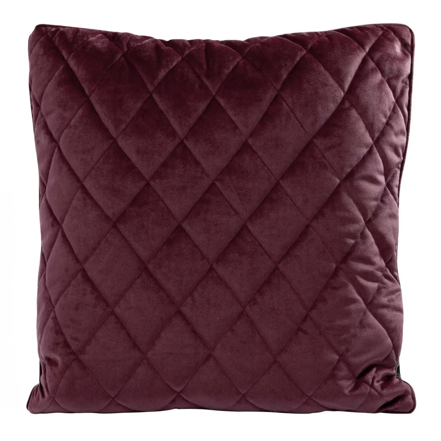 Poszewka na poduszkę 45x45 cm welwetowa, bordowa pikowana we wzór karo z ozdobną wypustką VELVET 27 Eurofirany Premium