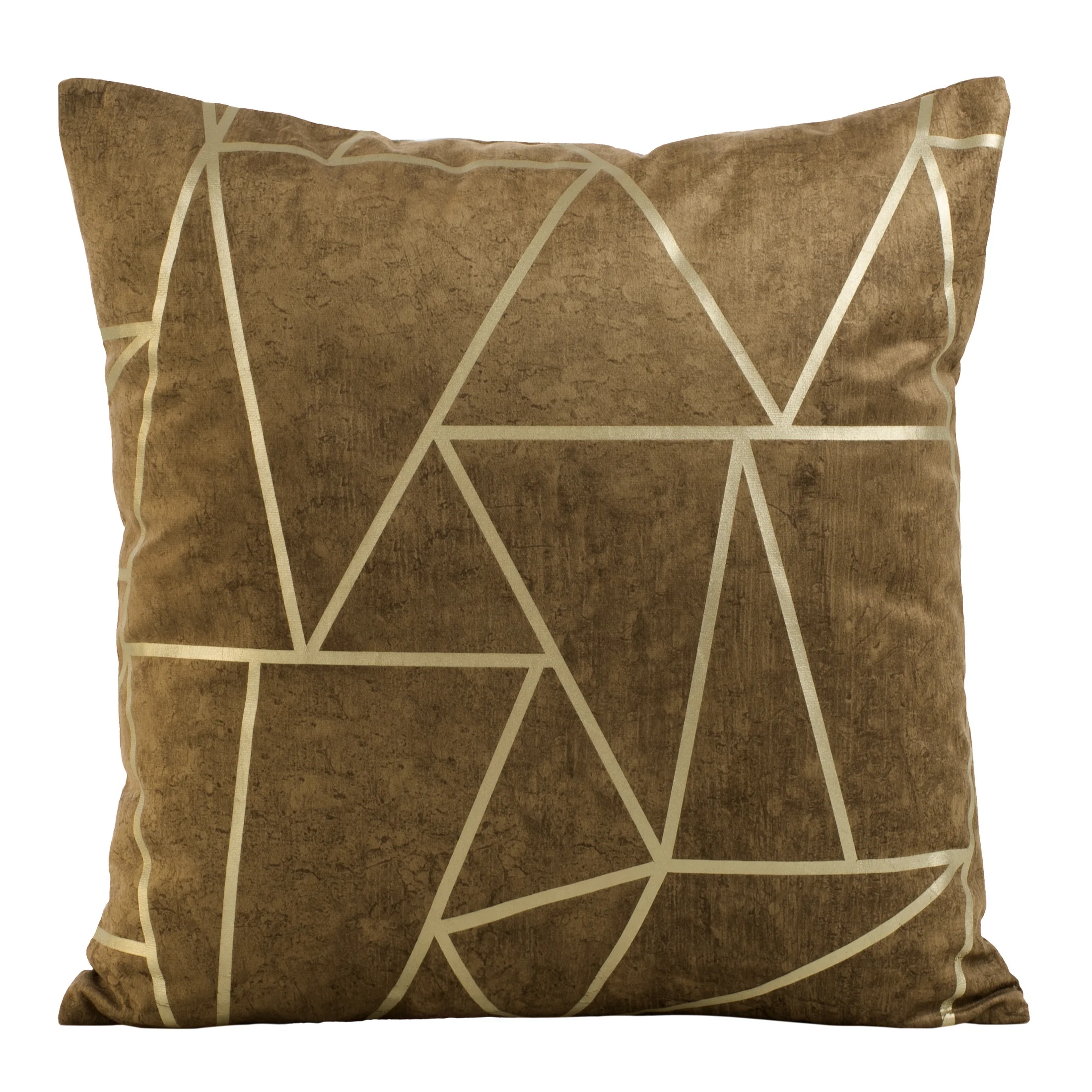 Poszewka na poduszkę 45x45 cm welwetowa brązowa z nadrukiem geometrycznym BLINK 29 | eurofirany