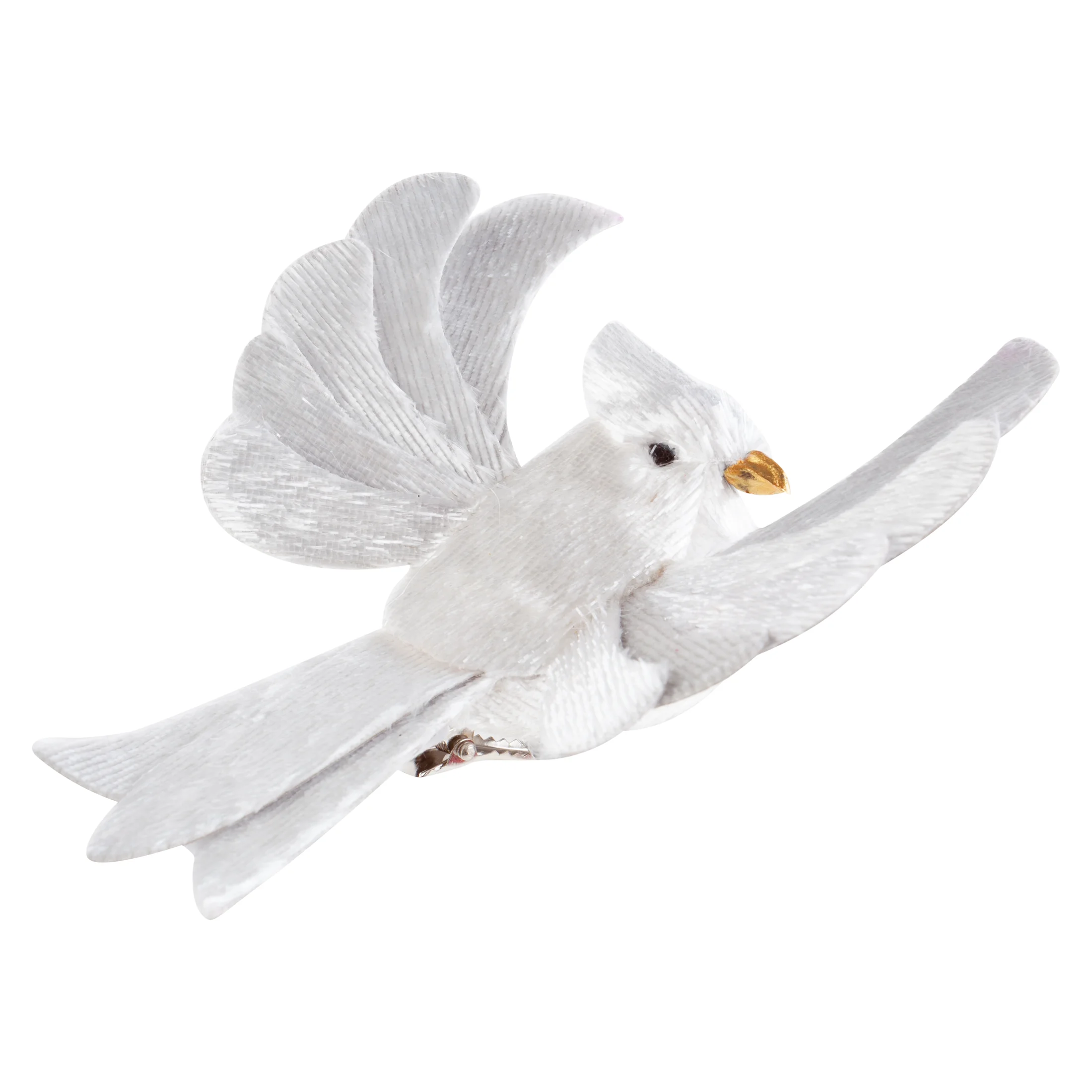 Ozdoba choinkowa PTAK z lśniącego miękkiego materiału, na klipsie | eurofirany