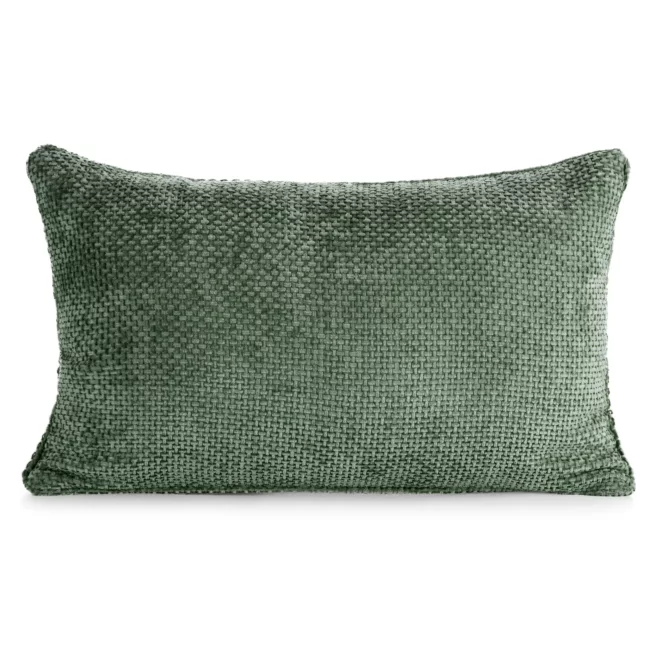 Poszewka na poduszkę 30x50 cm szenilowa z ozdobnym splotem ciemnozielona SZENIL 6