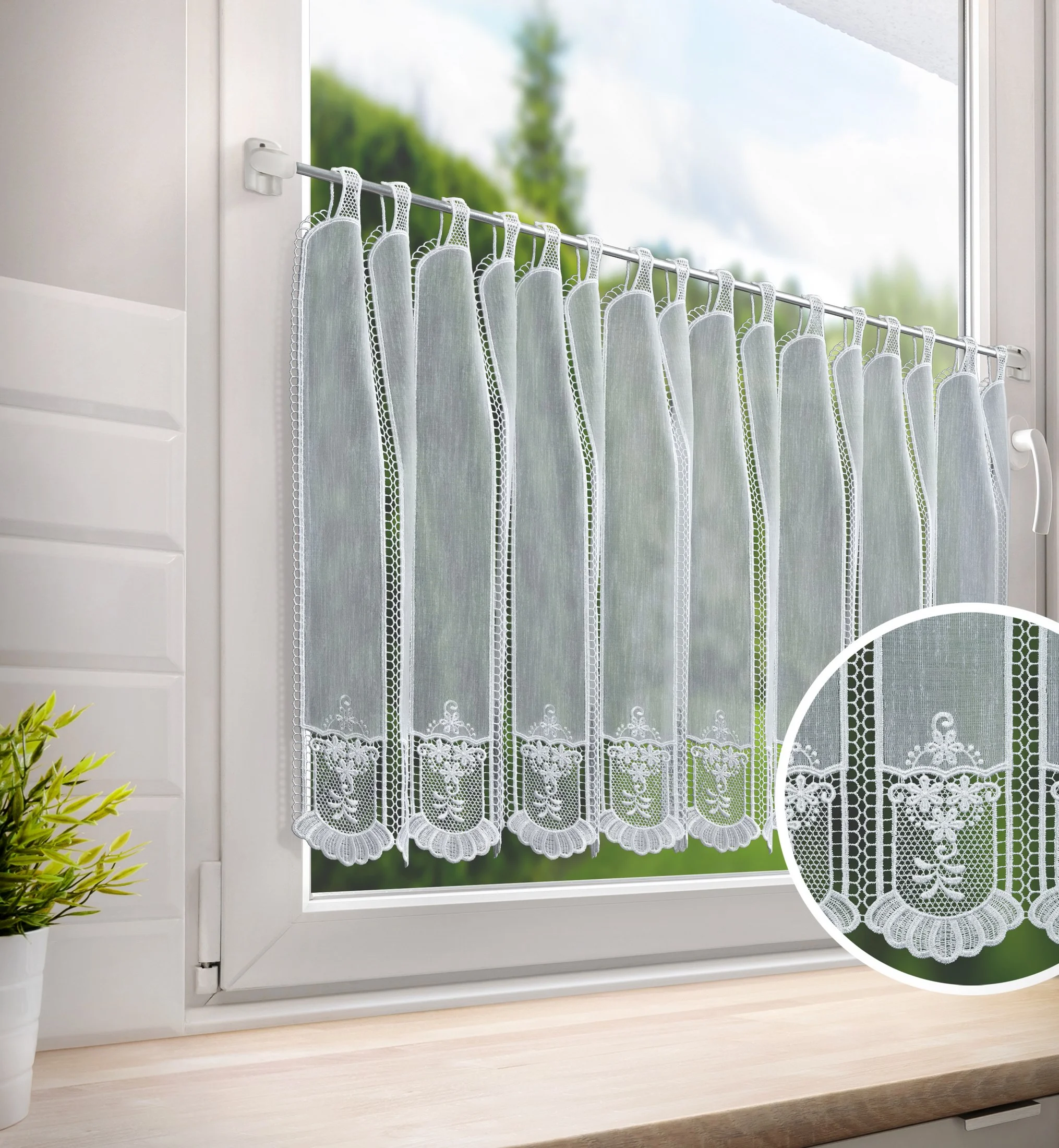 Tkanina firanowa zazdrostka z grubszej etaminy z haftem