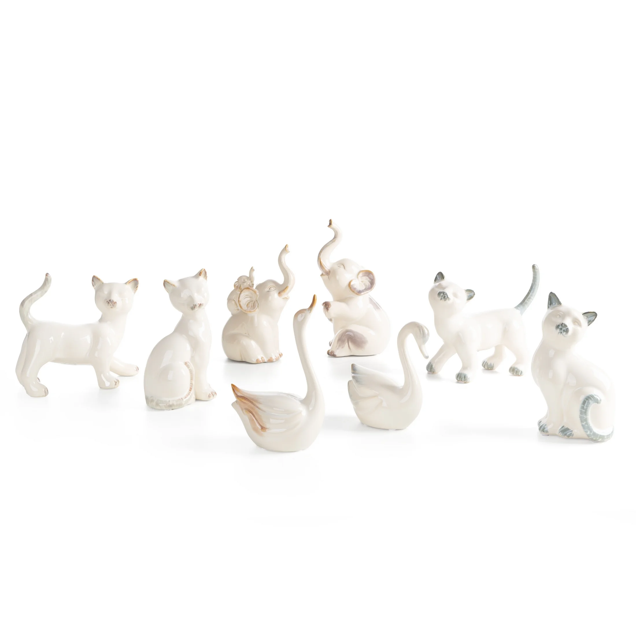 Figurka dekoracyjna kot kremowa 12x9x20 cm AVANI