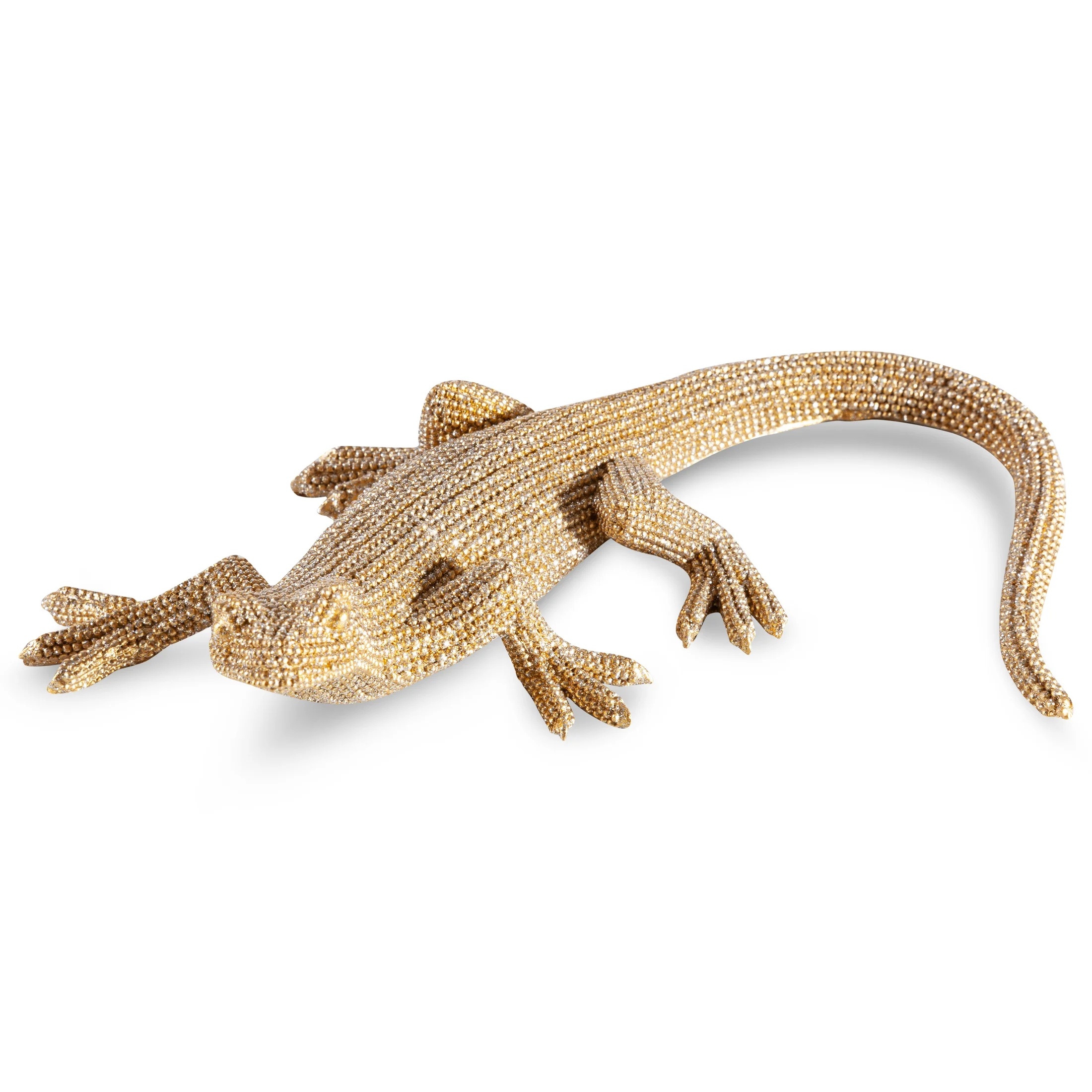 Jaszczurka - figurka dekoracyjna ELDO 2 o drobnym strukturalnym wzorze, złota | eurofirany