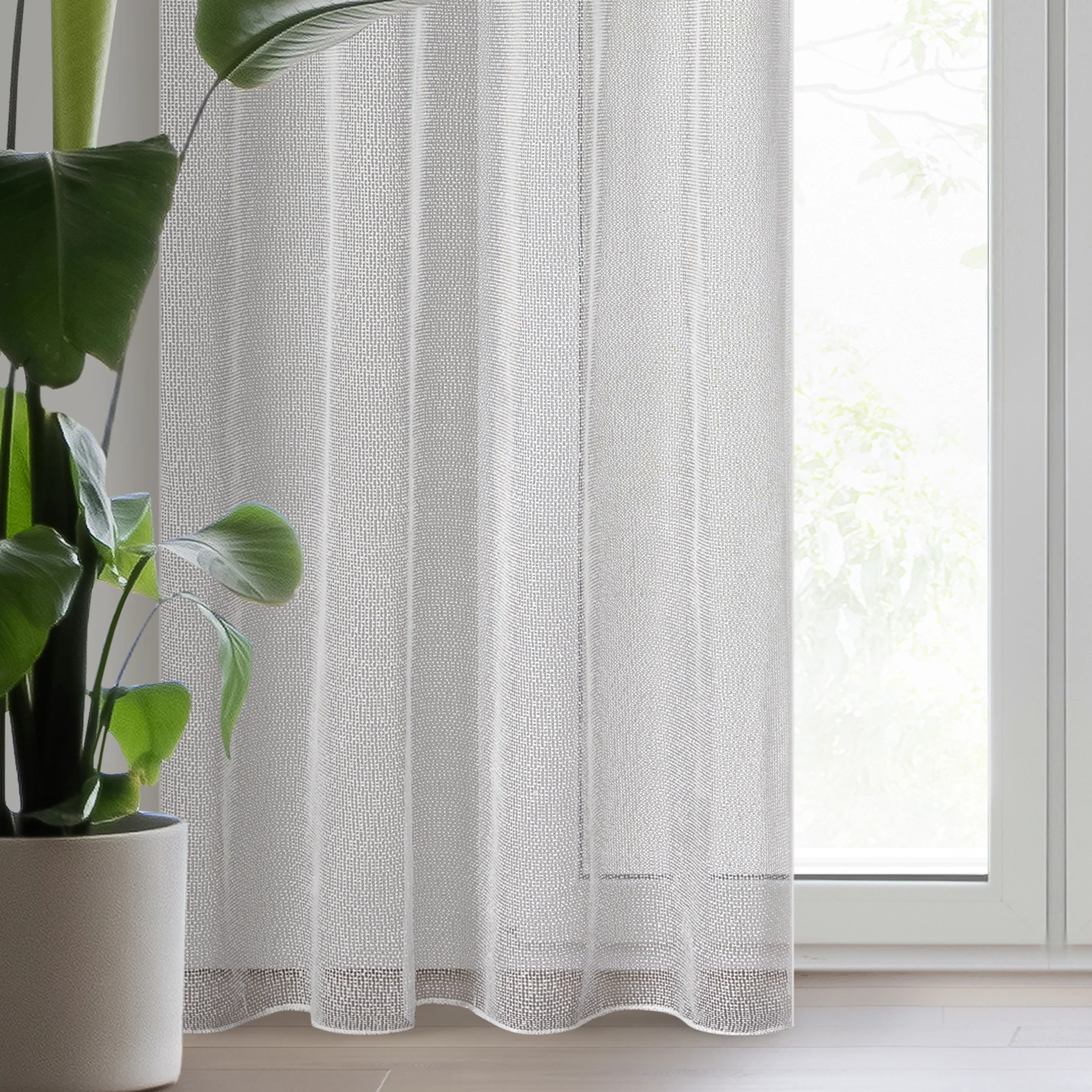 Firana biało, złota o strukturze siatki z efektem bukli 140x260 cm przelotka MAJA | eurofirany