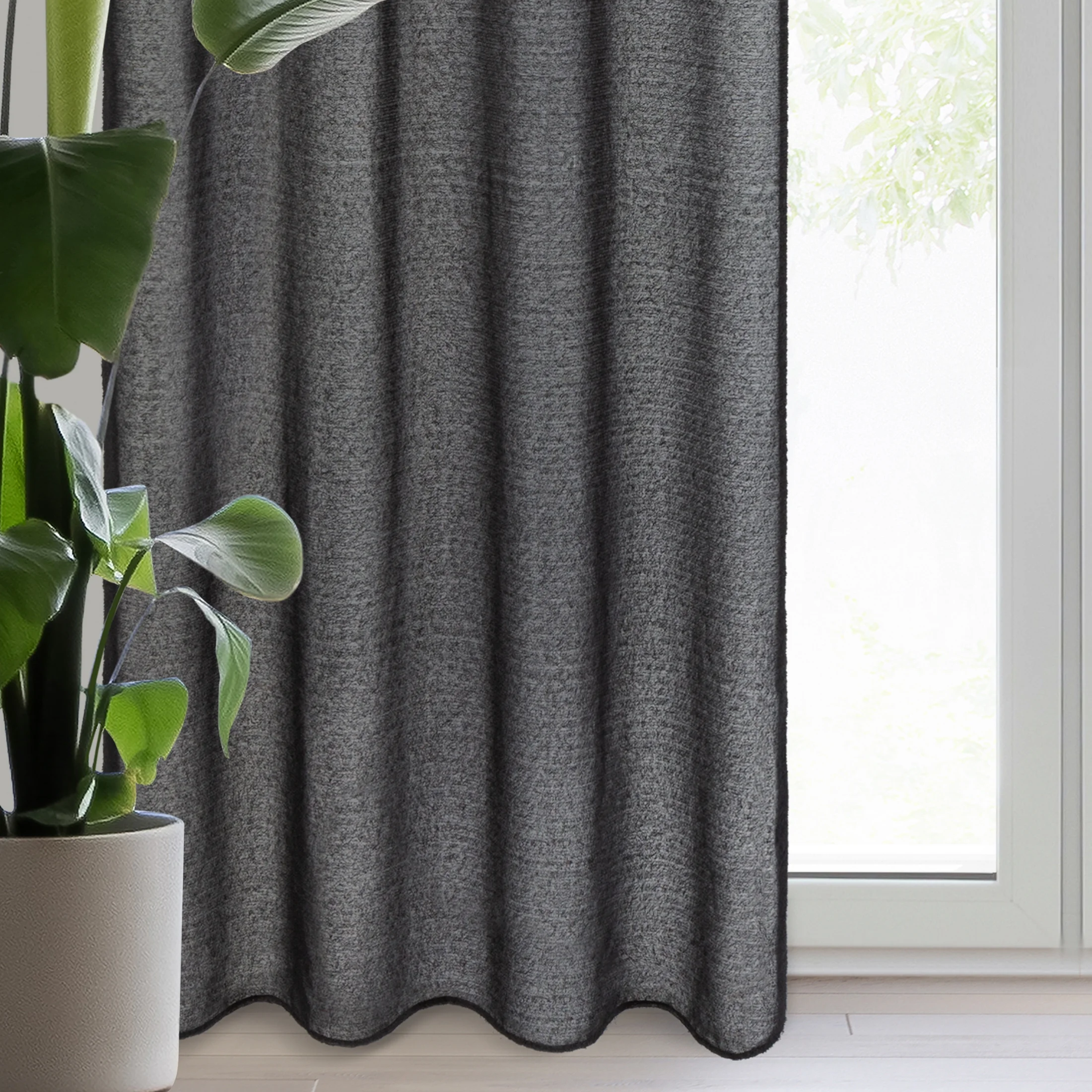 Zasłona czarna z moherowej tkaniny 140x250 cm przelotka - AGIS | eurofirany