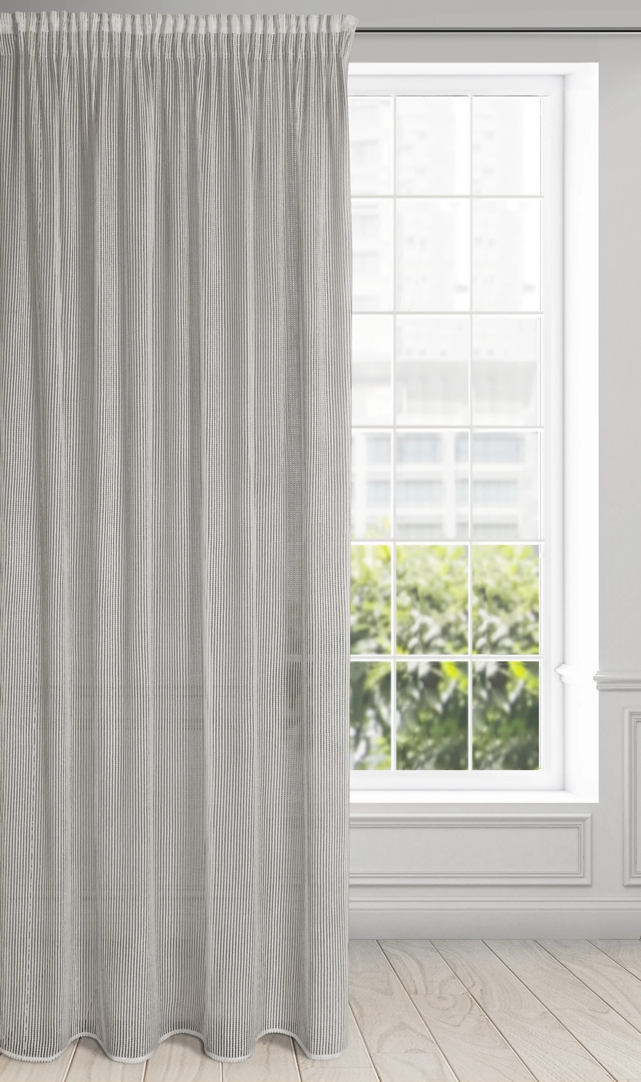 Zasłona beżowa o strukturze siateczki 135x270 cm taśma - REGINA