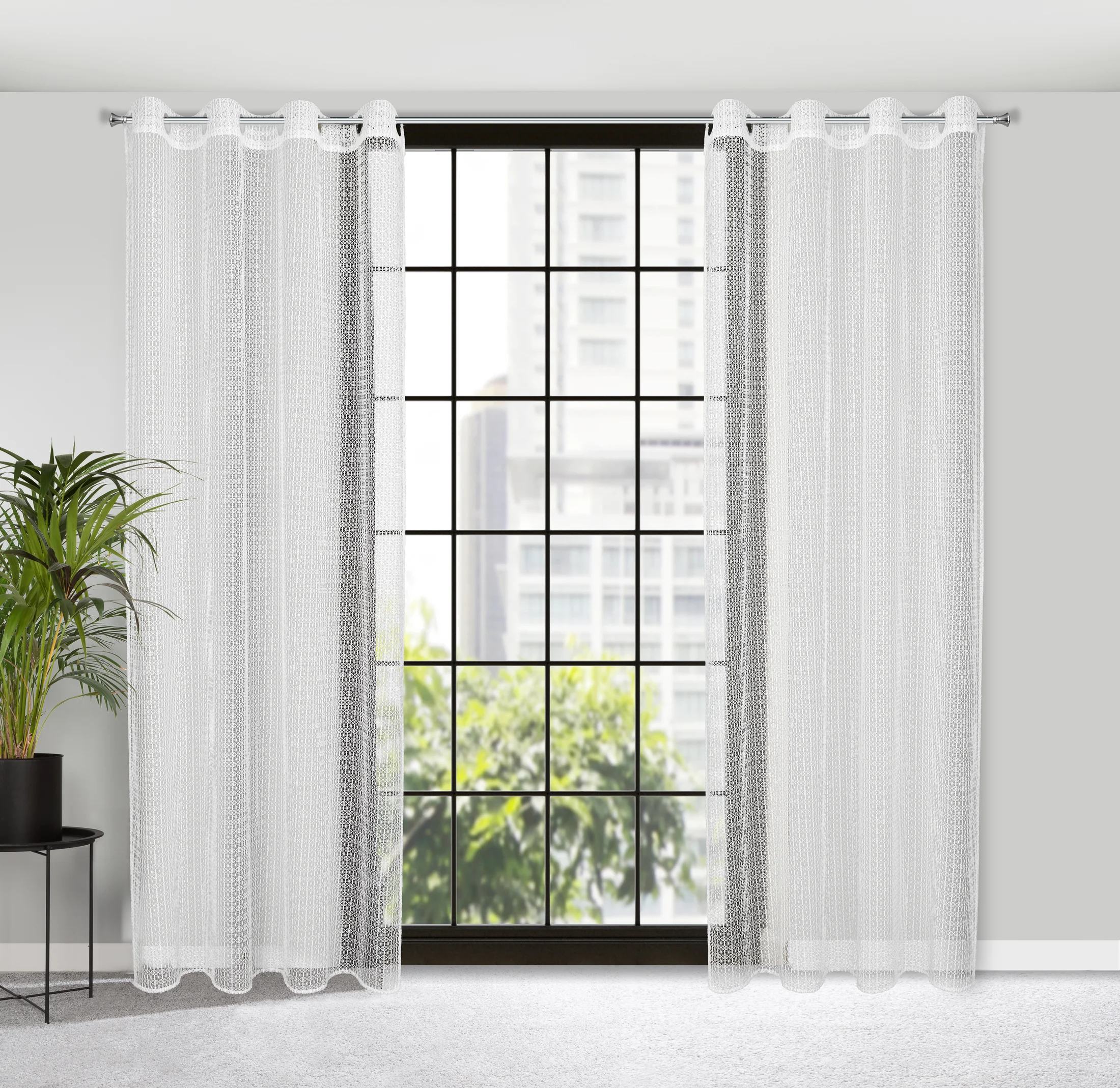 Firana biała z siateczki 140x250 cm przelotka - LARA