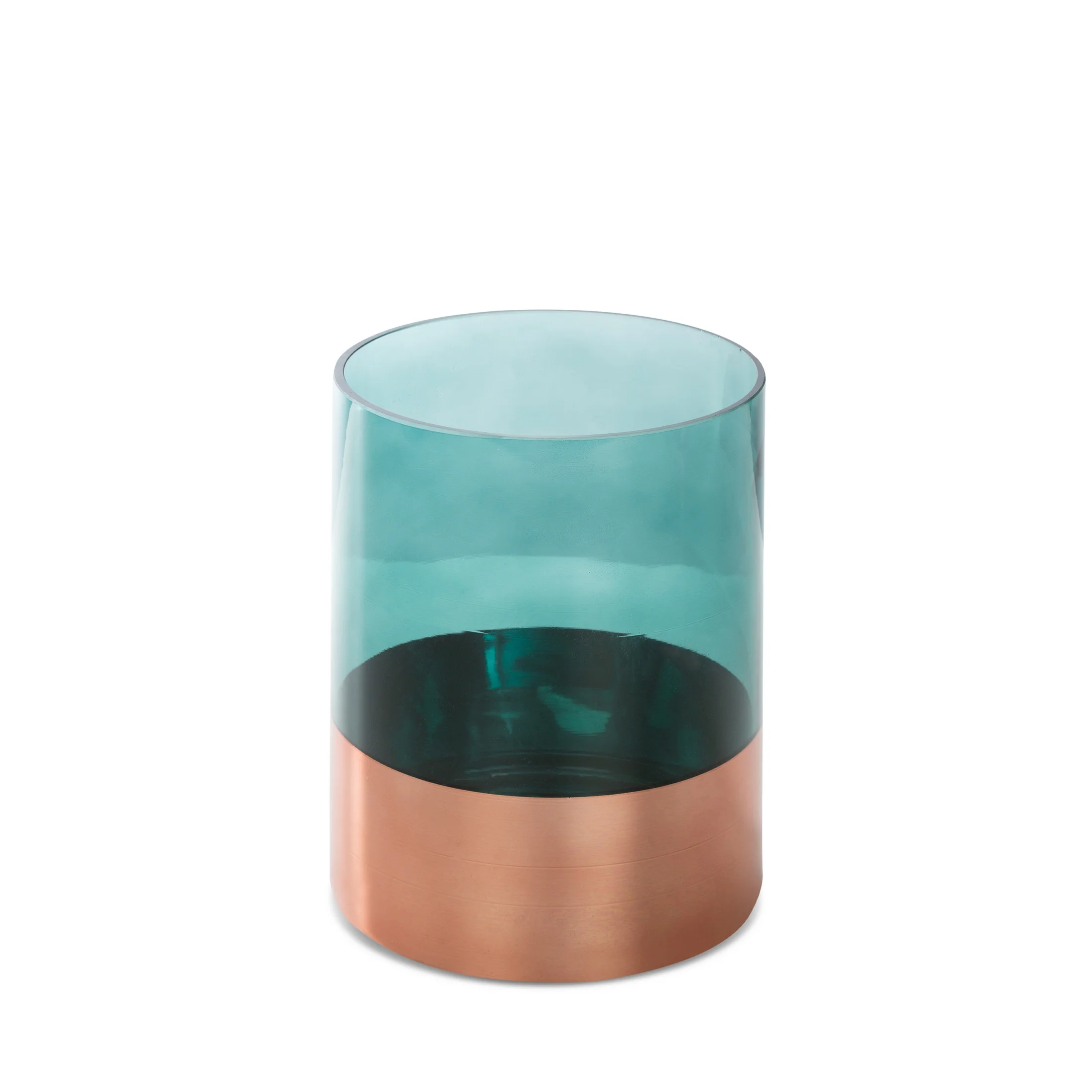 LIMITED COLLECTION Świecznik SALVIA szałwiowo-miedziany z malowanego szkła artystycznego | eurofirany