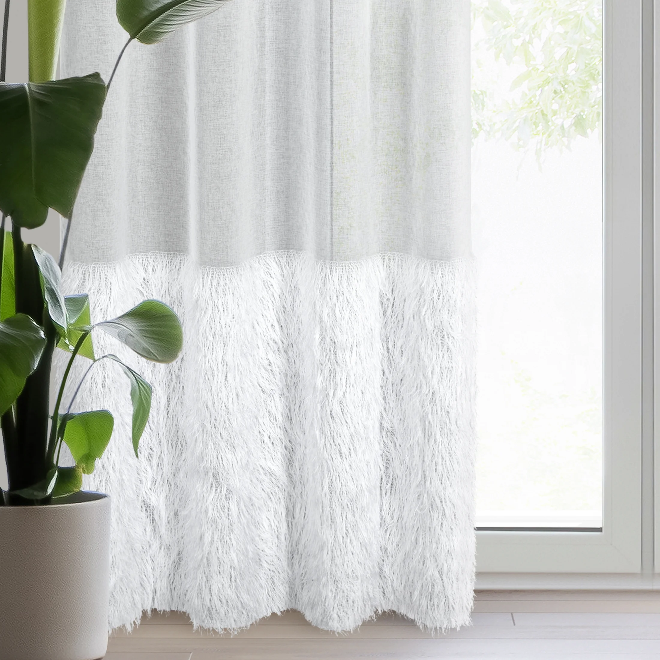 Firana biała zdobiona błyszczącą nicią 140x250 cm przelotka MARGARET 6 | eurofirany