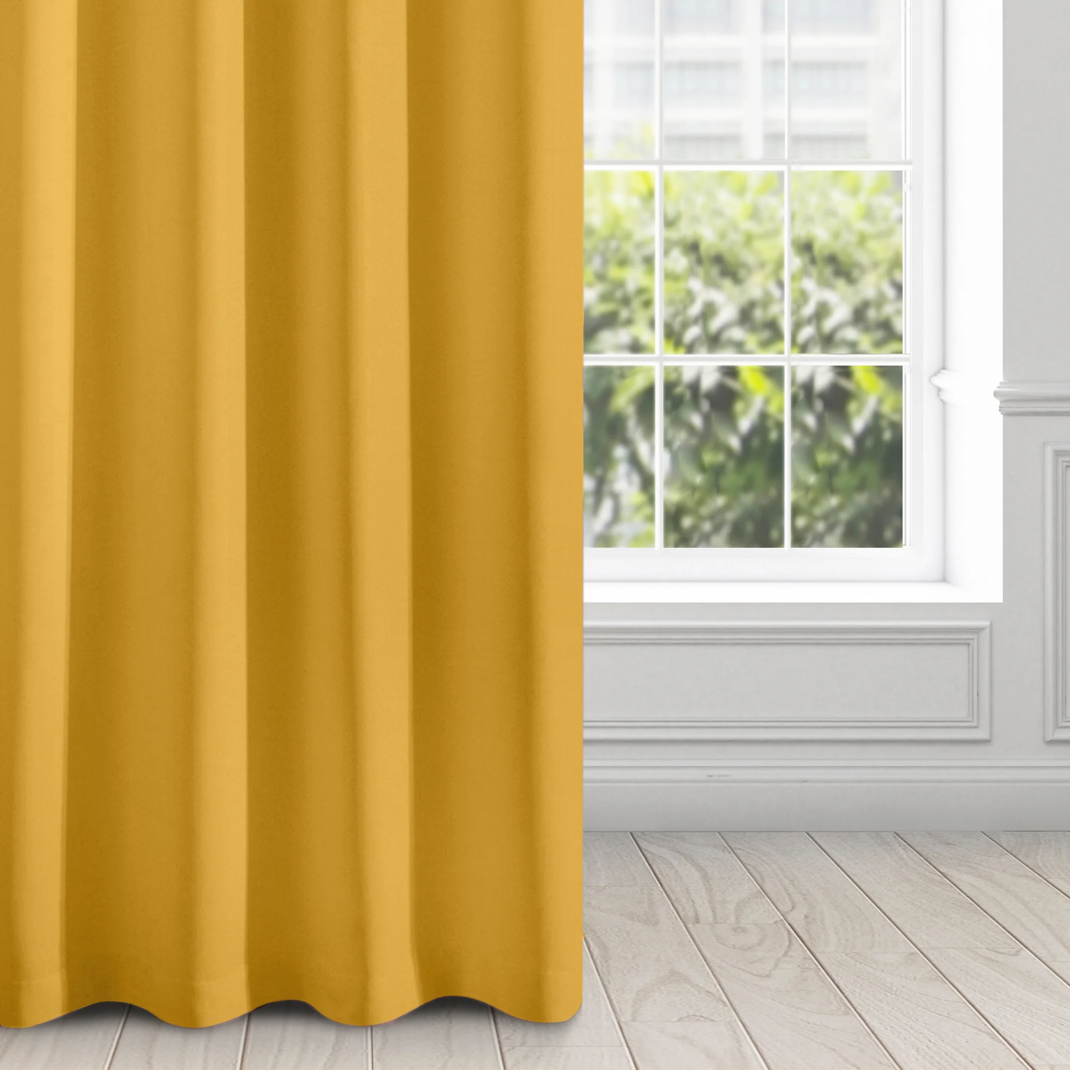 Zasłona musztardowa, matowa 140x250 cm przelotka - TRIS | eurofirany