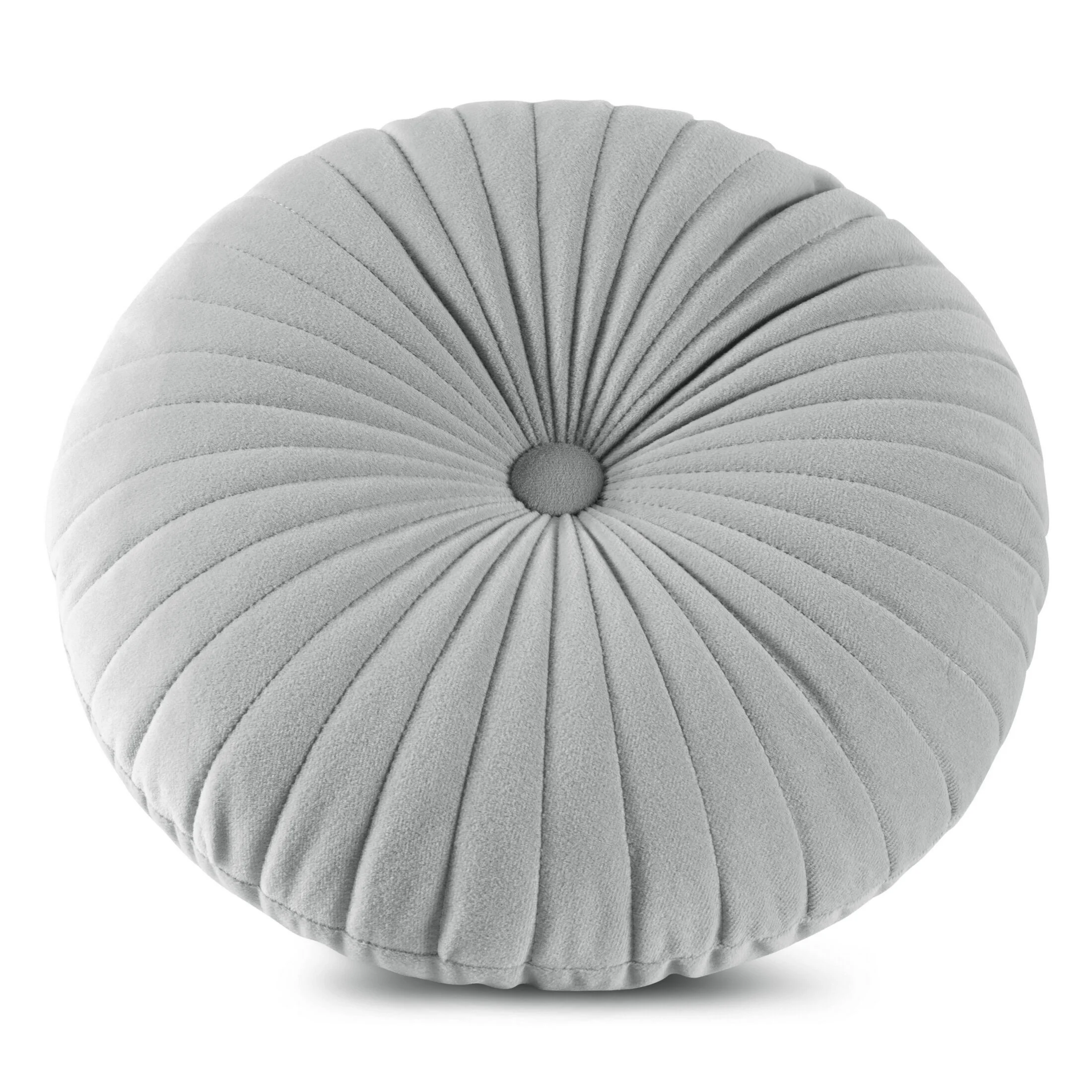 Poduszka okragła średnica 40 cm welwetowa srebrna pikowana VELVET 68