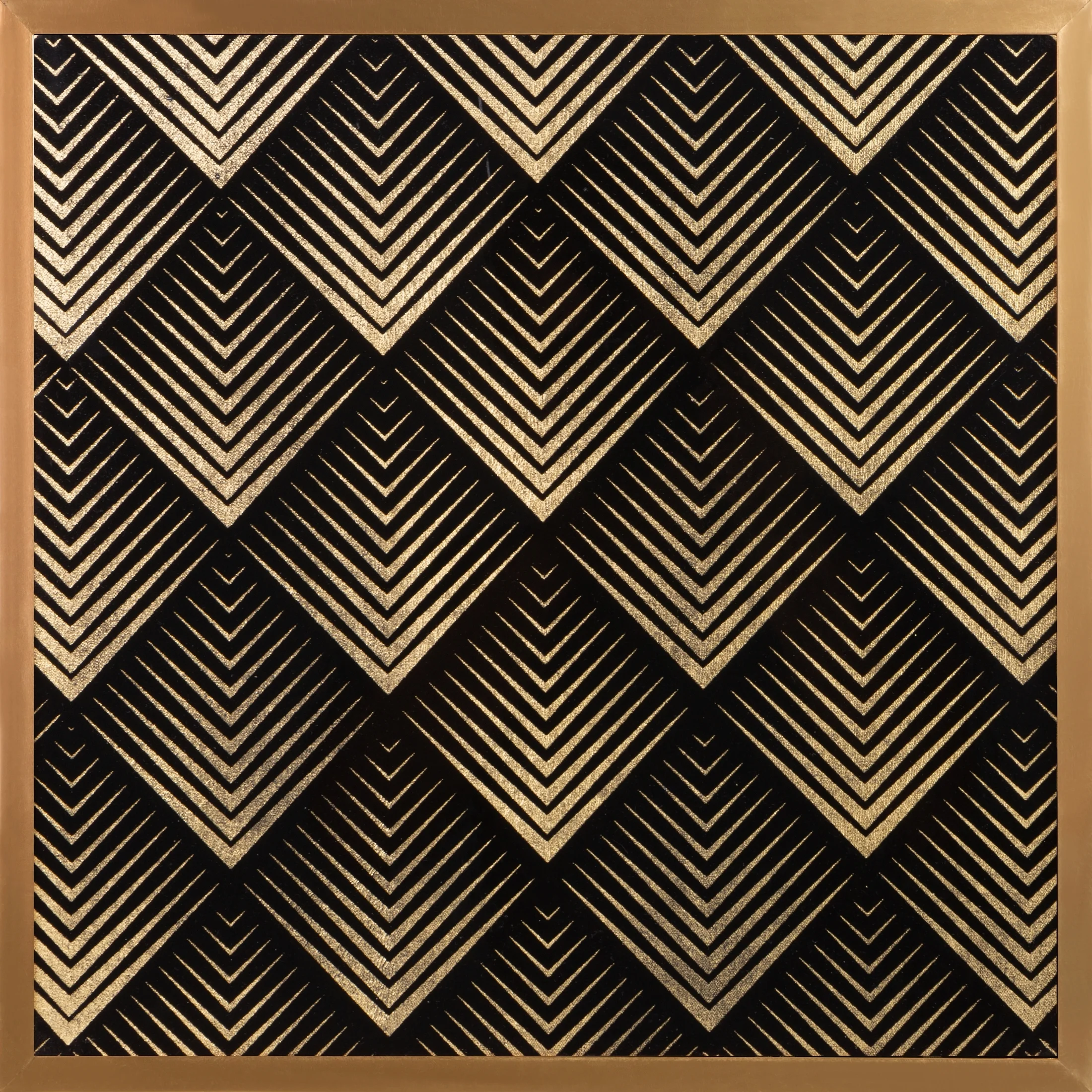 Obraz geometryczny czarny ze złotym błyszczącym nadrukiem w złotej ramie 53x53 cm VICTORIA 2 LIMITED COLLECTION | eurofirany