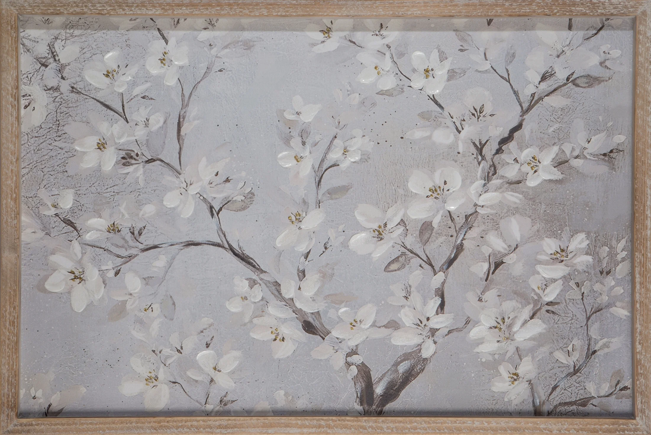 Obraz KWIAT WIŚNI ręcznie malowany oprawiony w drewnianą ramę | eurofirany