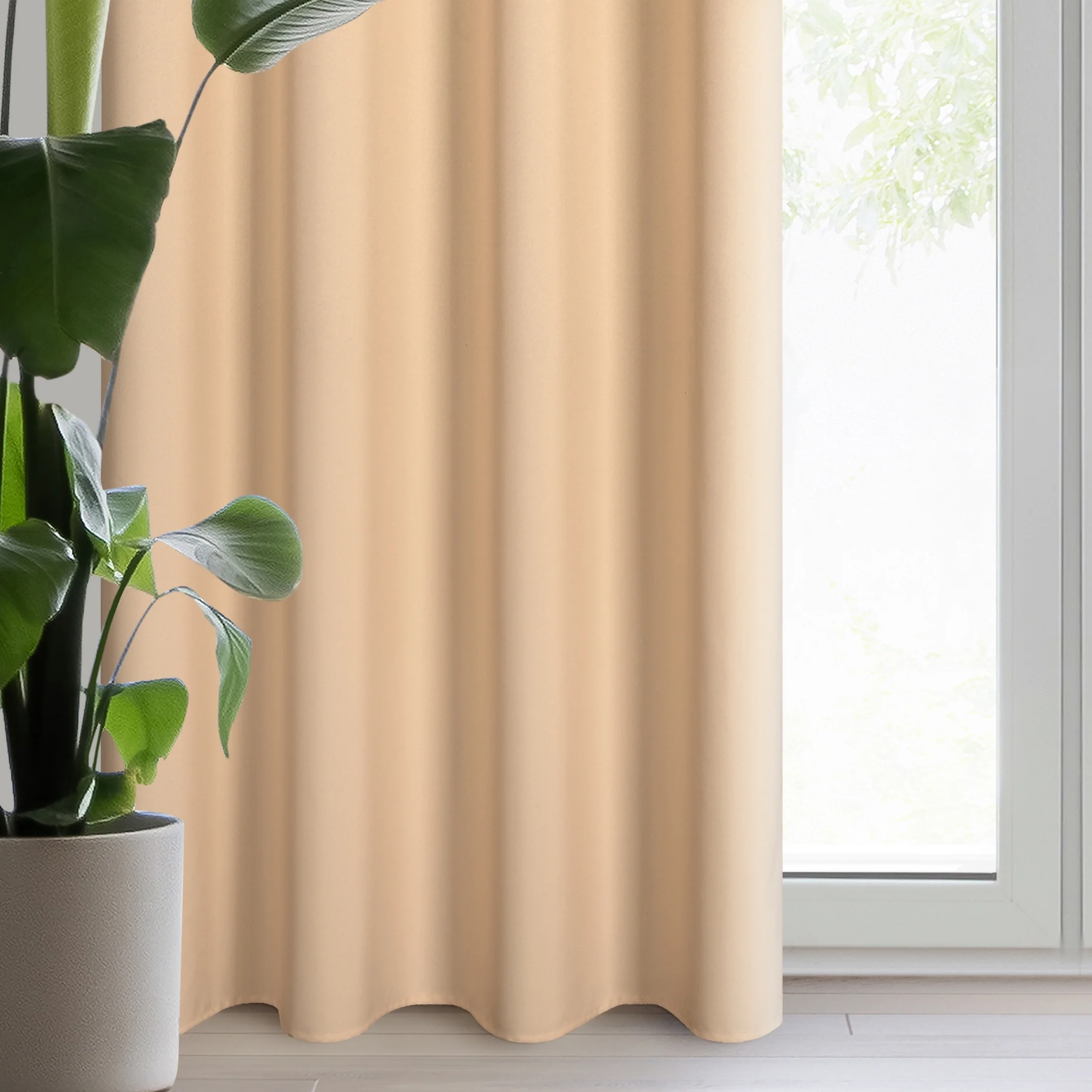 Zasłona ciemnokremowa z matowej gładkiej tkaniny 140x250 cm przelotka - RITA | eurofirany