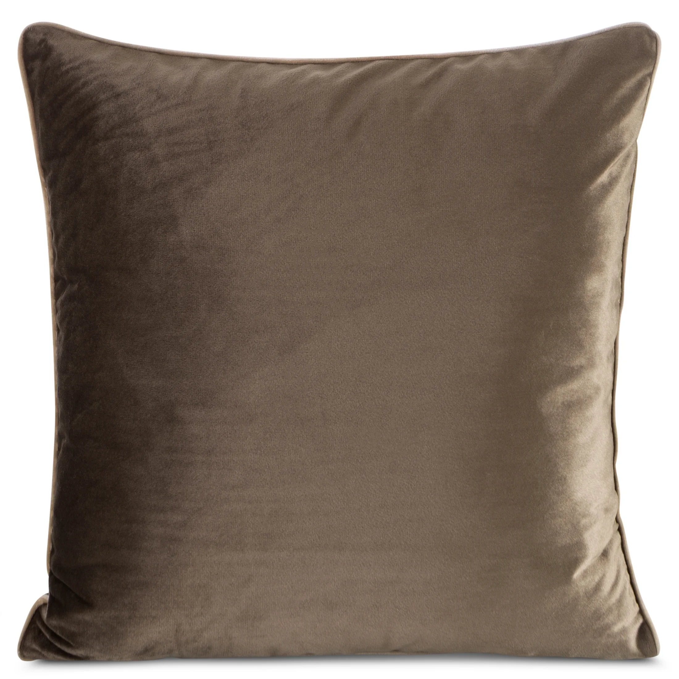 Poszewka na poduszkę 60x60 cm welwetowa, ciemnobrązowa o delikatnym połysku z ozdobną lamówką GAJA 2 | eurofirany