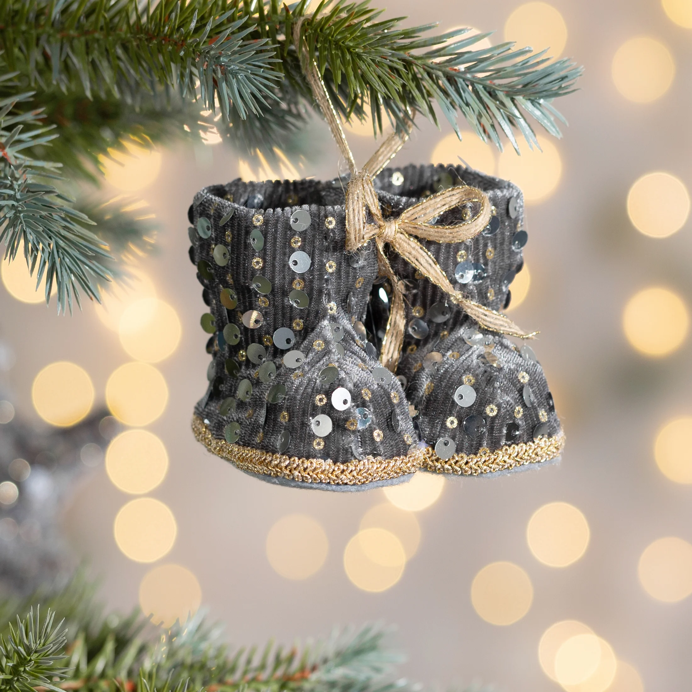Ozdoba choinkowa BUCIKI z lśniącymi cekinami | 