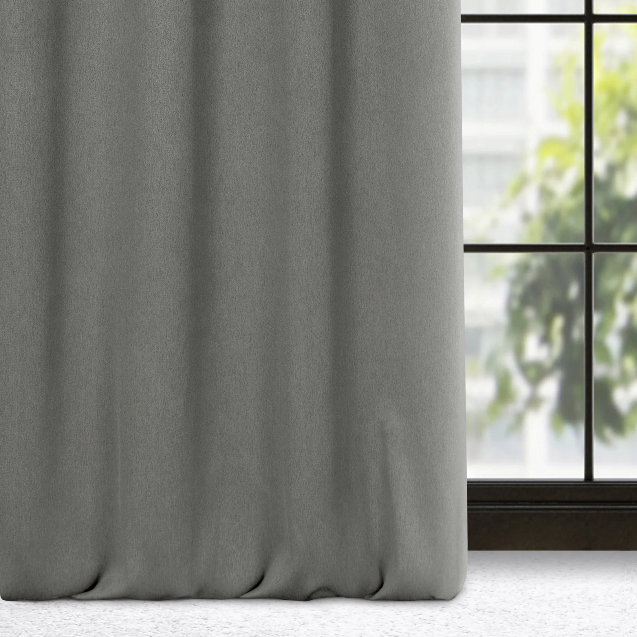 Zasłona popielata zaciemniająca o strukturalnym wzorze 135x250 cm przelotka - CARLO | eurofirany