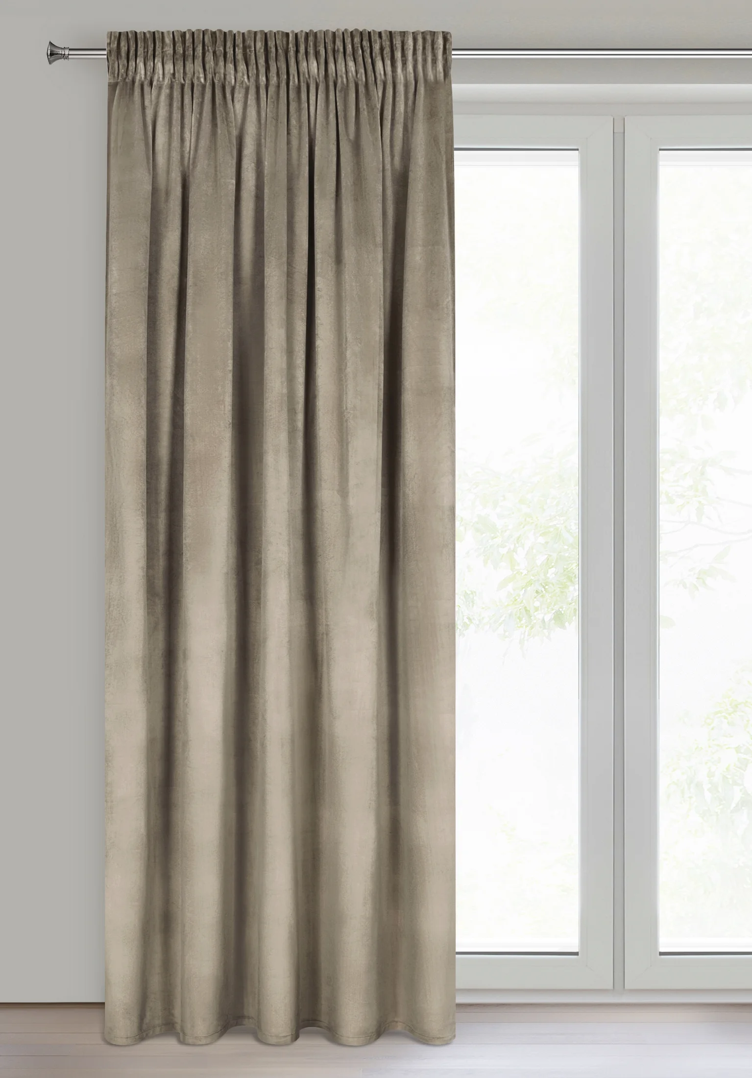 Zasłona brązowa z matowego welwetu 140x270 cm taśma - MELANIE