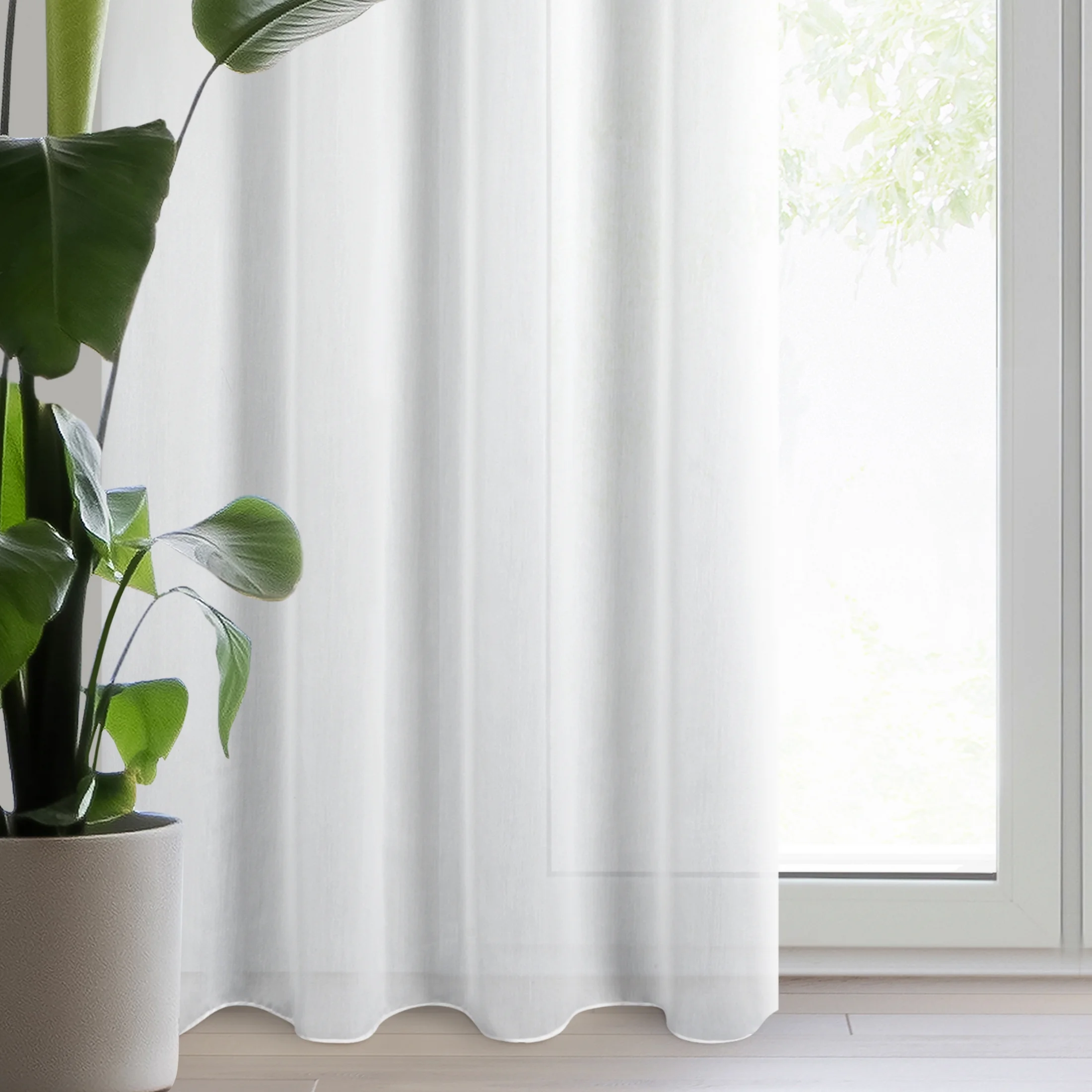 Firana biała z gładkiej matowej tkaniny 140x250 cm przelotka TIRSA | eurofirany