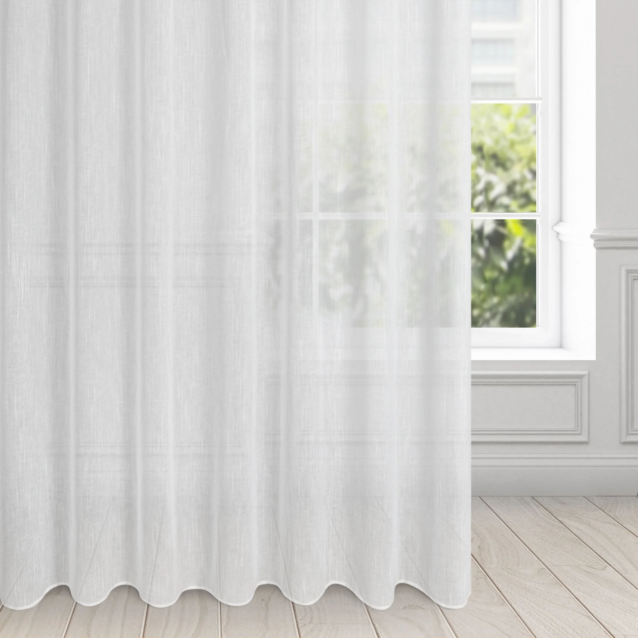 Firana biała z matowej etaminy z efektem deszczyku 300x250 cm przelotka CARLA | eurofirany