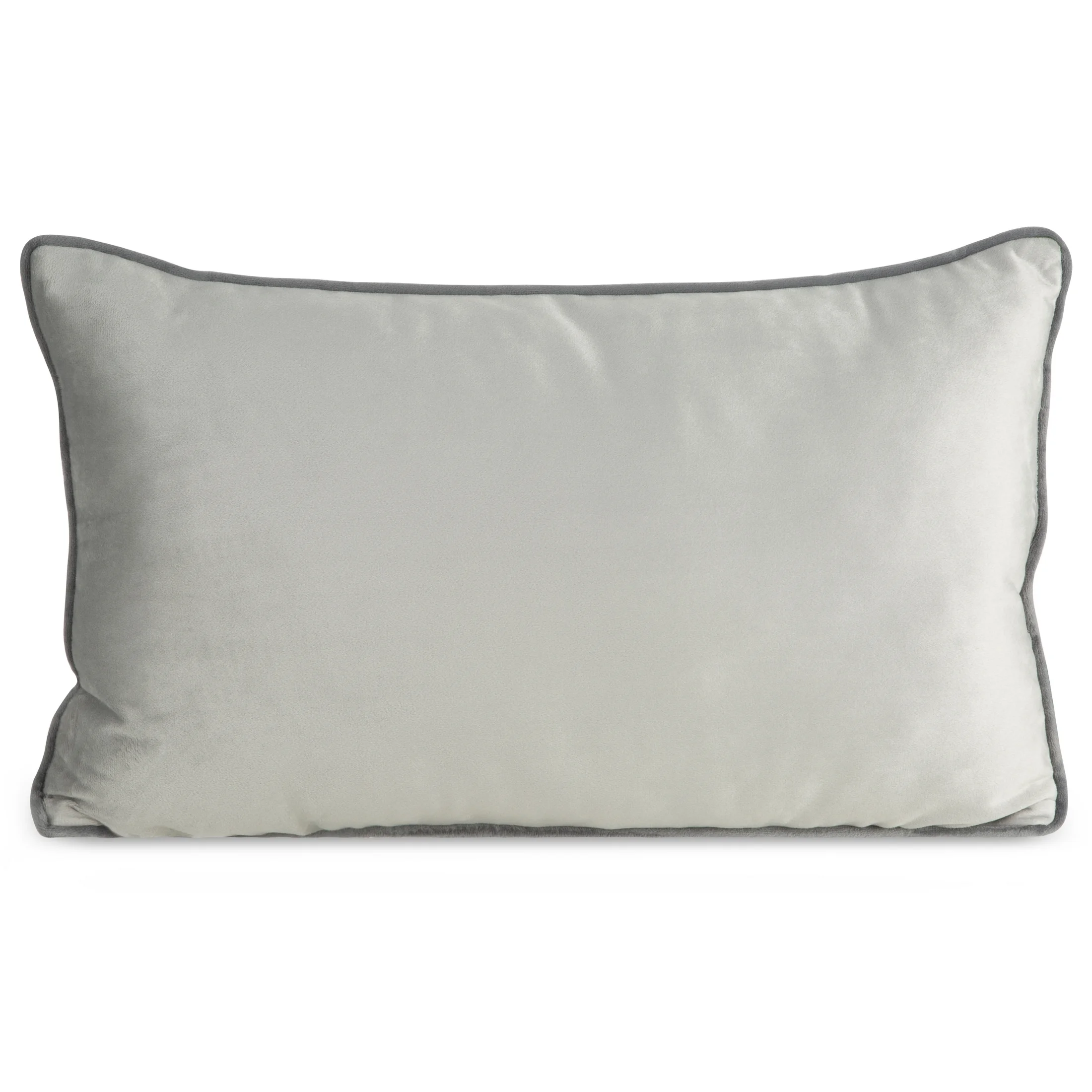 Poduszka 30 x 50 cm welwetowa srebrna zdobiona kontrastującą wypustką na brzegach MELIA EUROFIRANY PREMIUM
