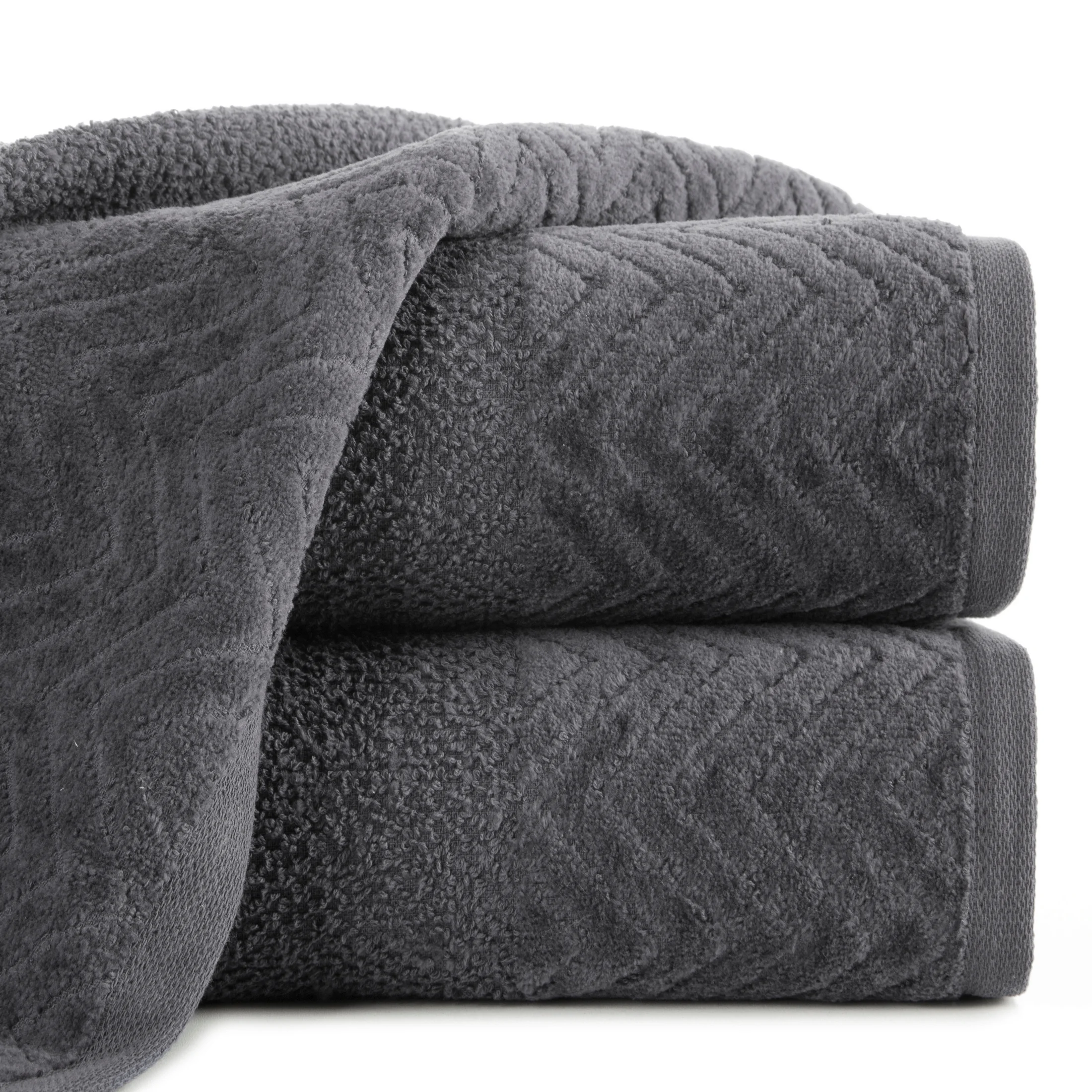 Ręcznik do rąk 30x50 cm bawełniany kolor grafitowy o ryżowej strukturze z welwetową bordiurą 500 g/m2 LOREN