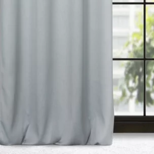 Zasłona srebrna zaciemniająca o strukturalnym wzorze 135x250 cm przelotka - CARLO