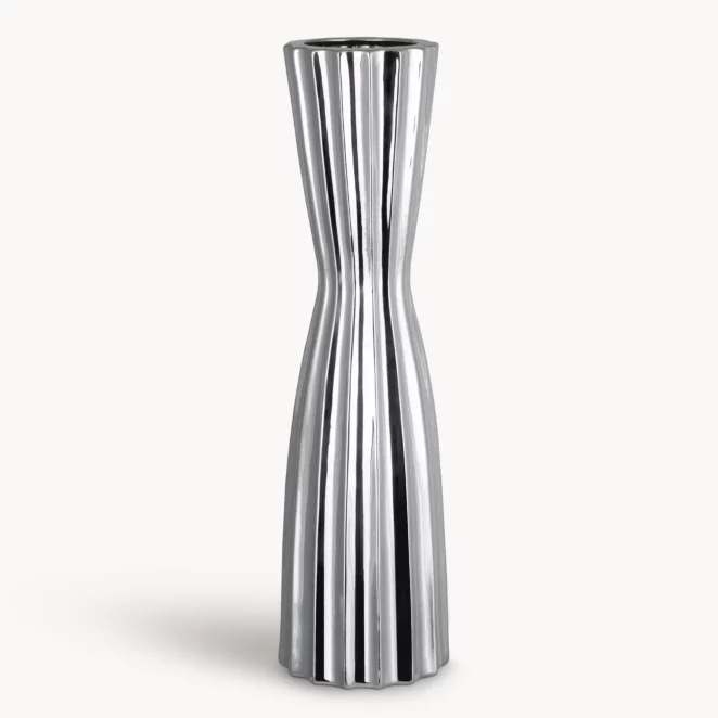 Wazon srebrny dekoracyjny o smukłej formie średnica 17x58 cm LEILA