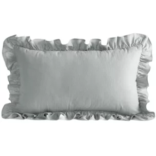 Poszewka na poduszkę 30x50 cm bawełniana z ozdobną falbanką srebrna