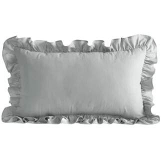 Poszewka na poduszkę 30x50 cm bawełniana z ozdobną falbanką srebrna