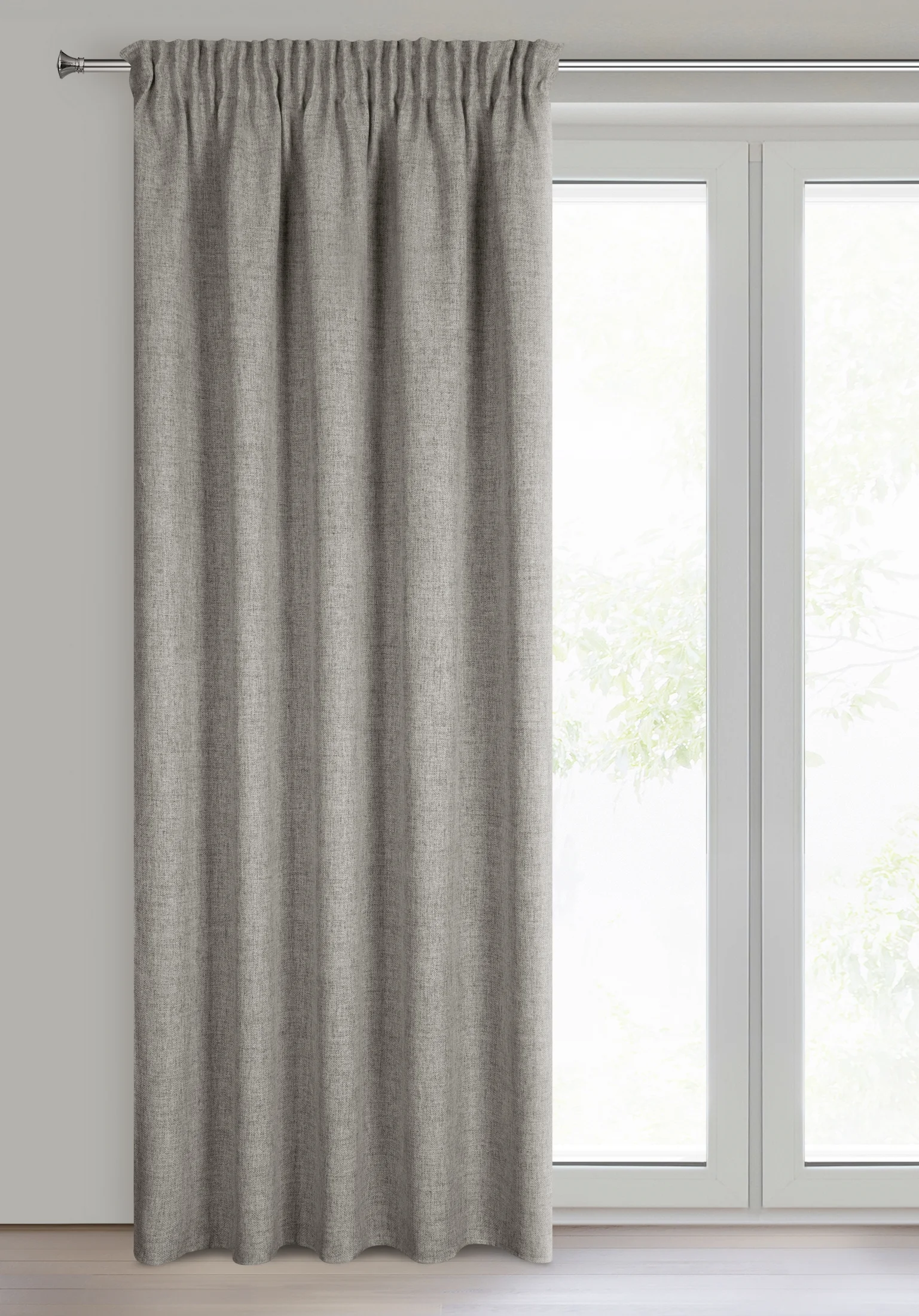 Zasłona ciemnobeżowa w stylu eko 140x270 cm taśma - JULA2