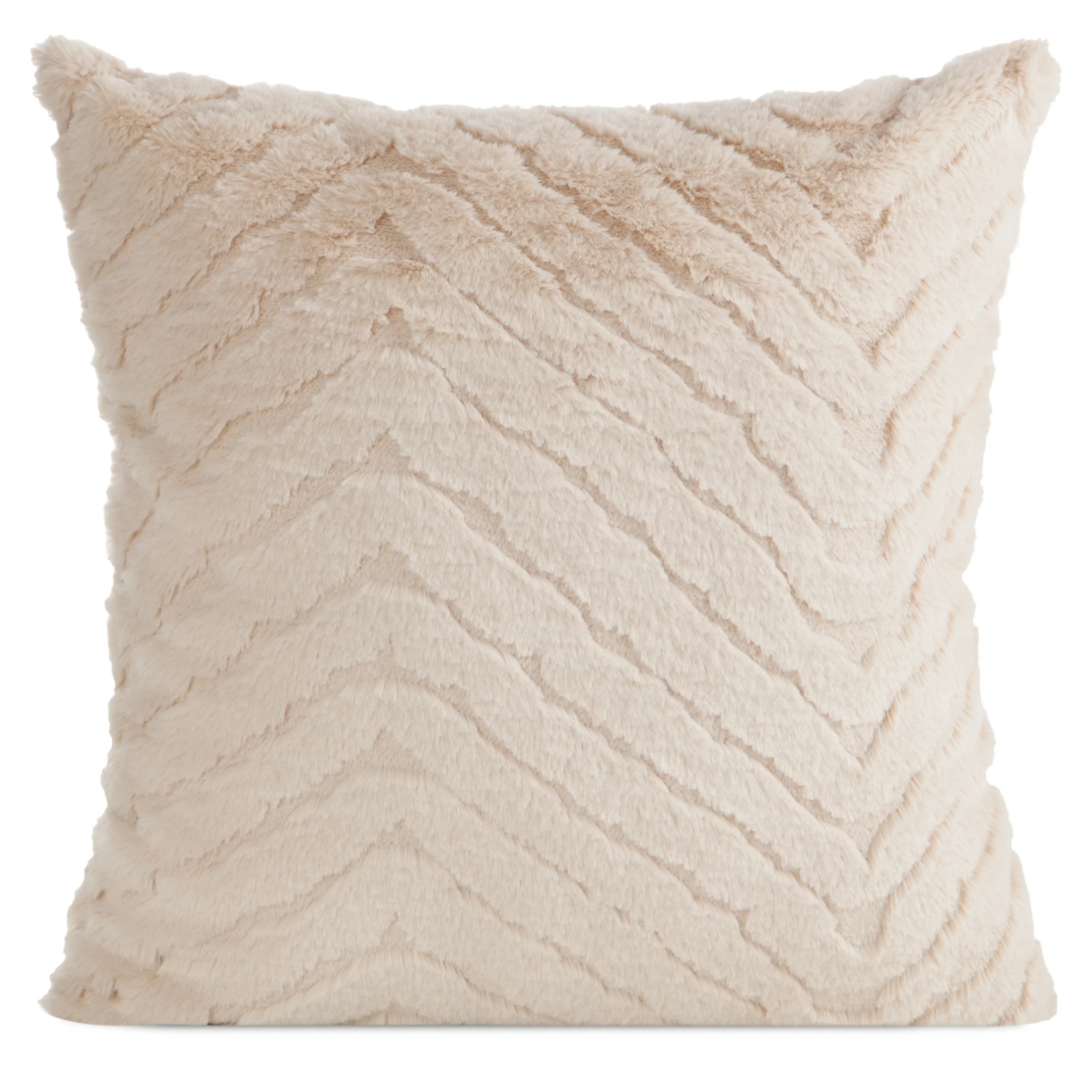 Poszewka na poduszkę 45x45 cm futrzana beżowa zdobiona efektem 3D KATE | eurofirany