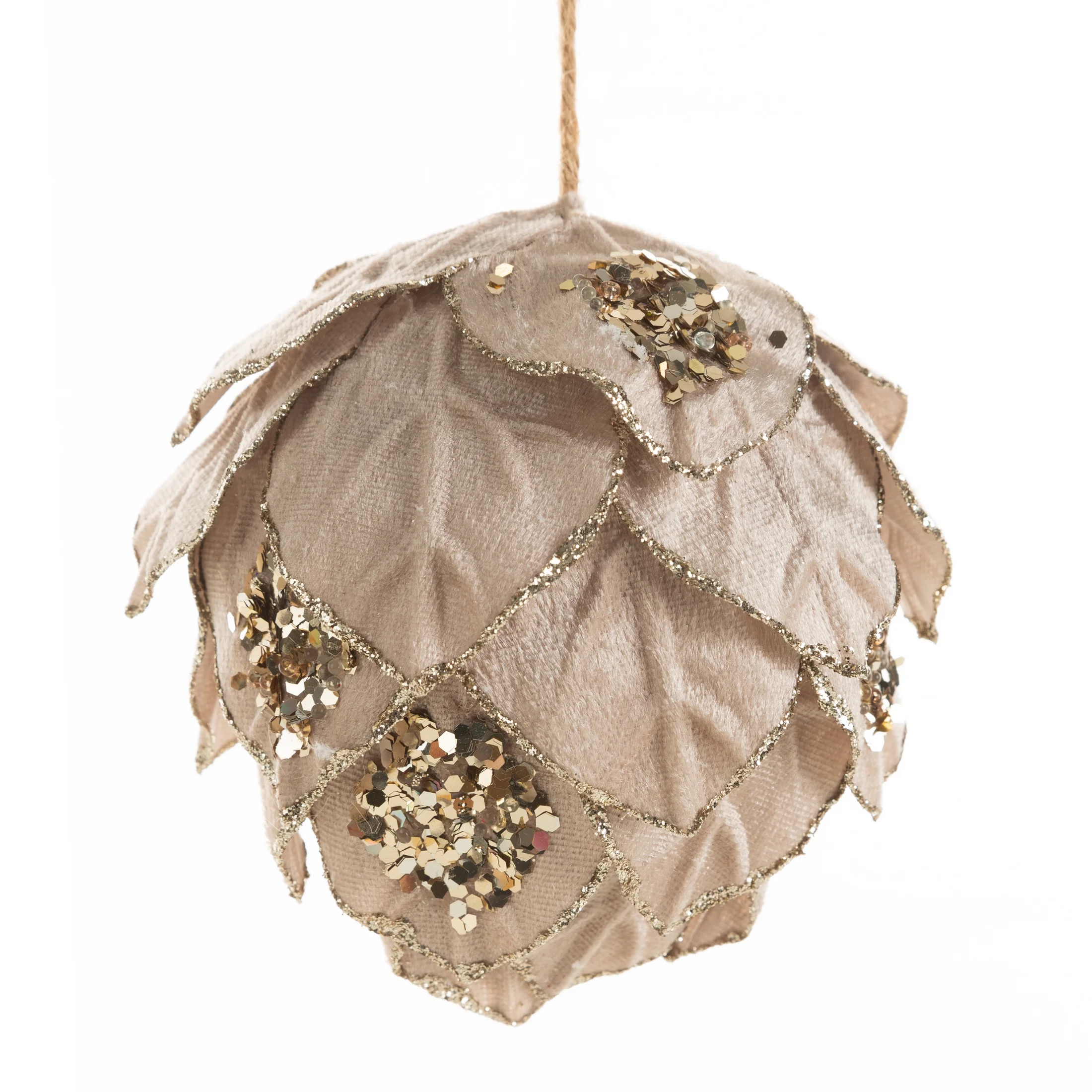 Bombka choinkowa imitująca szyszkę z lśniącymi drobinkami | eurofirany