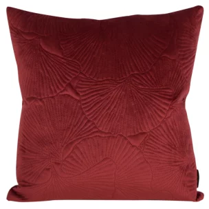 Poszewka na poduszkę 45x45 cm welwetowa kolor ceglasty z wytłaczanym wzorem liści miłorzębu VELVET 58 Eurofirany Premium