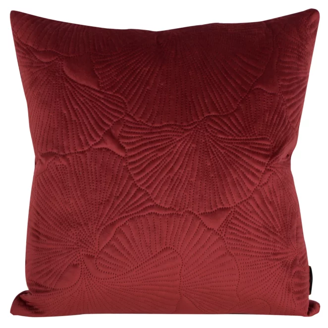 Poszewka na poduszkę 45x45 cm welwetowa kolor ceglasty z wytłaczanym wzorem liści miłorzębu VELVET 58 Eurofirany Premium