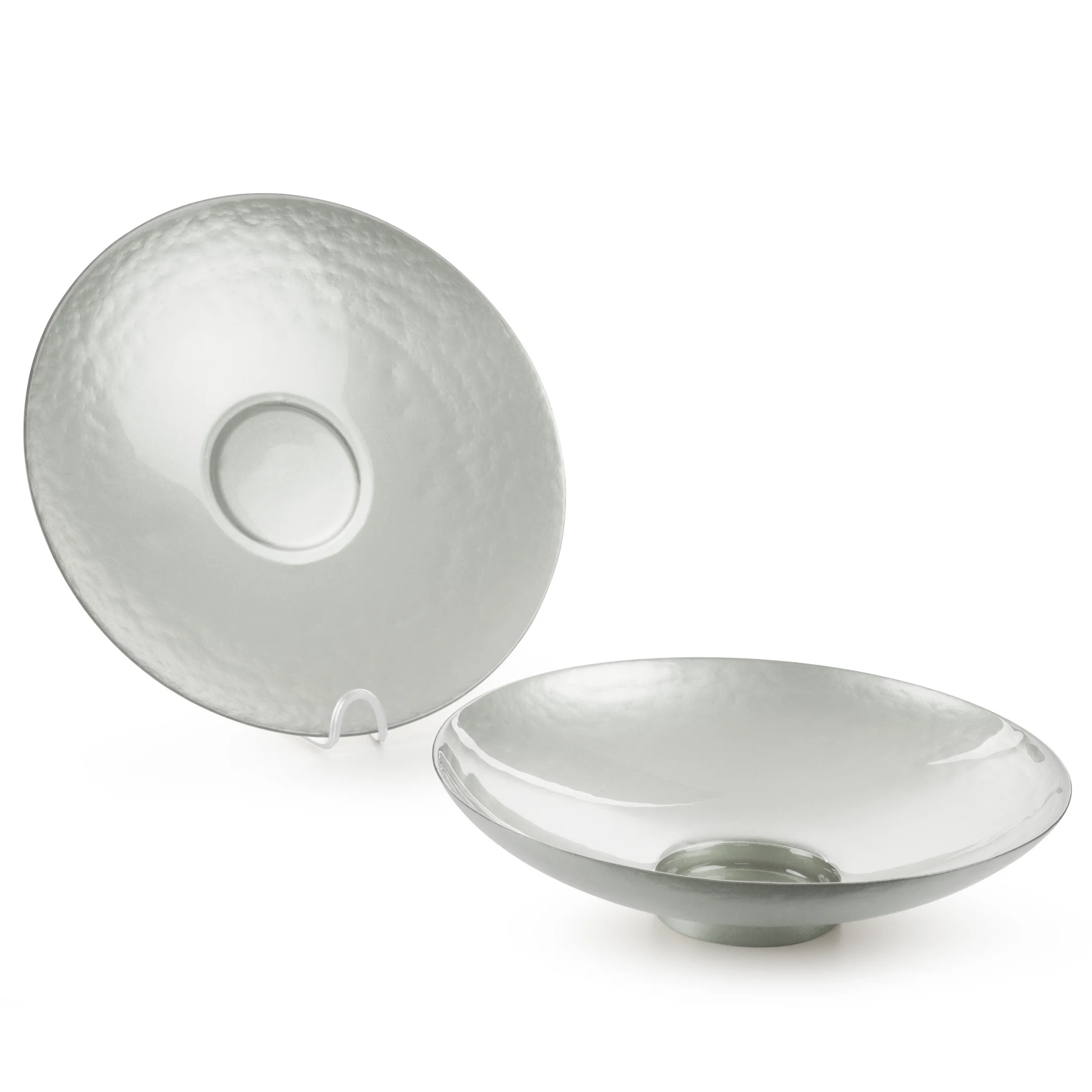 Misa ze szkła artystycznego srebrna