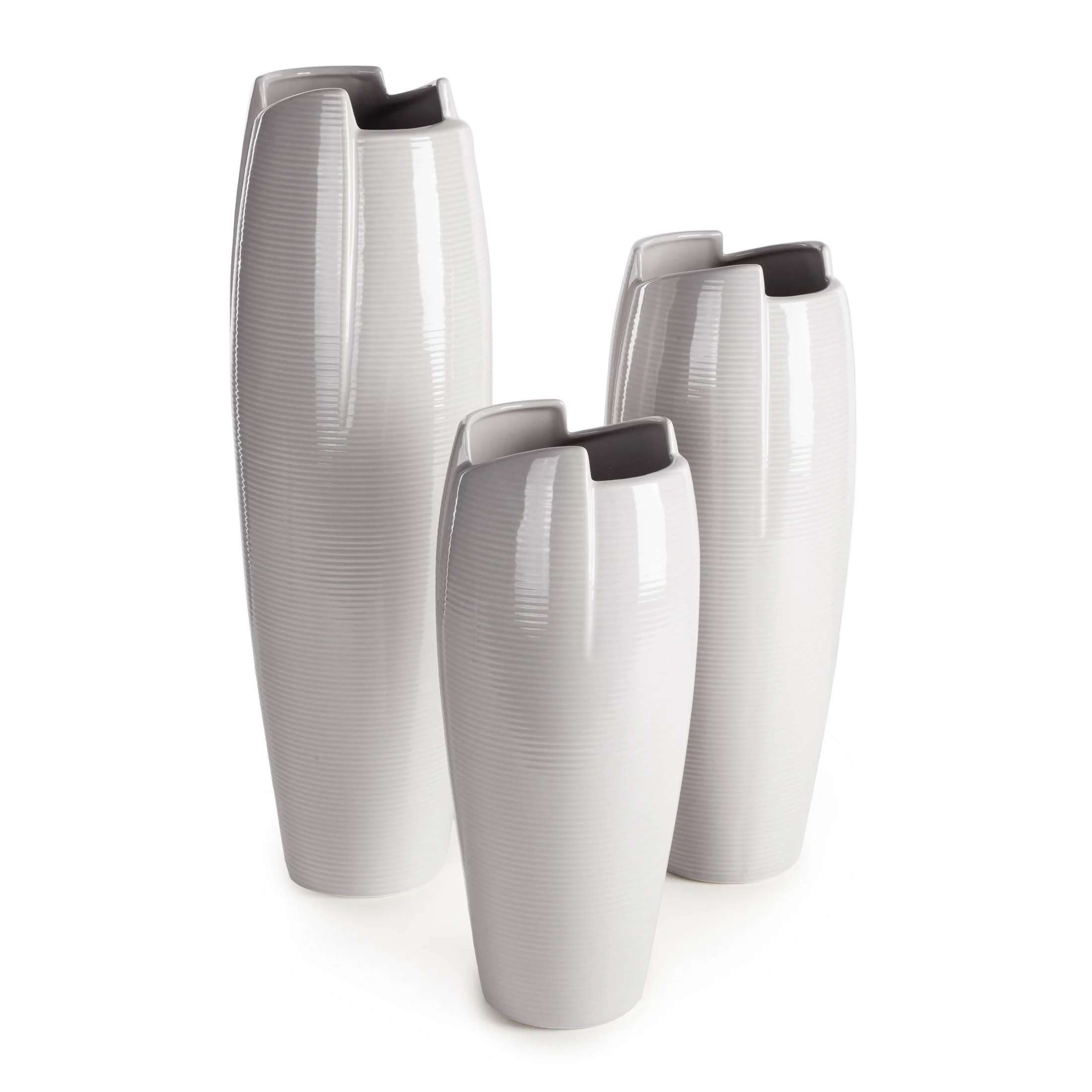 Wazon dekoracyjny popielaty o minimalistycznej formie średnica 18x58 HALI