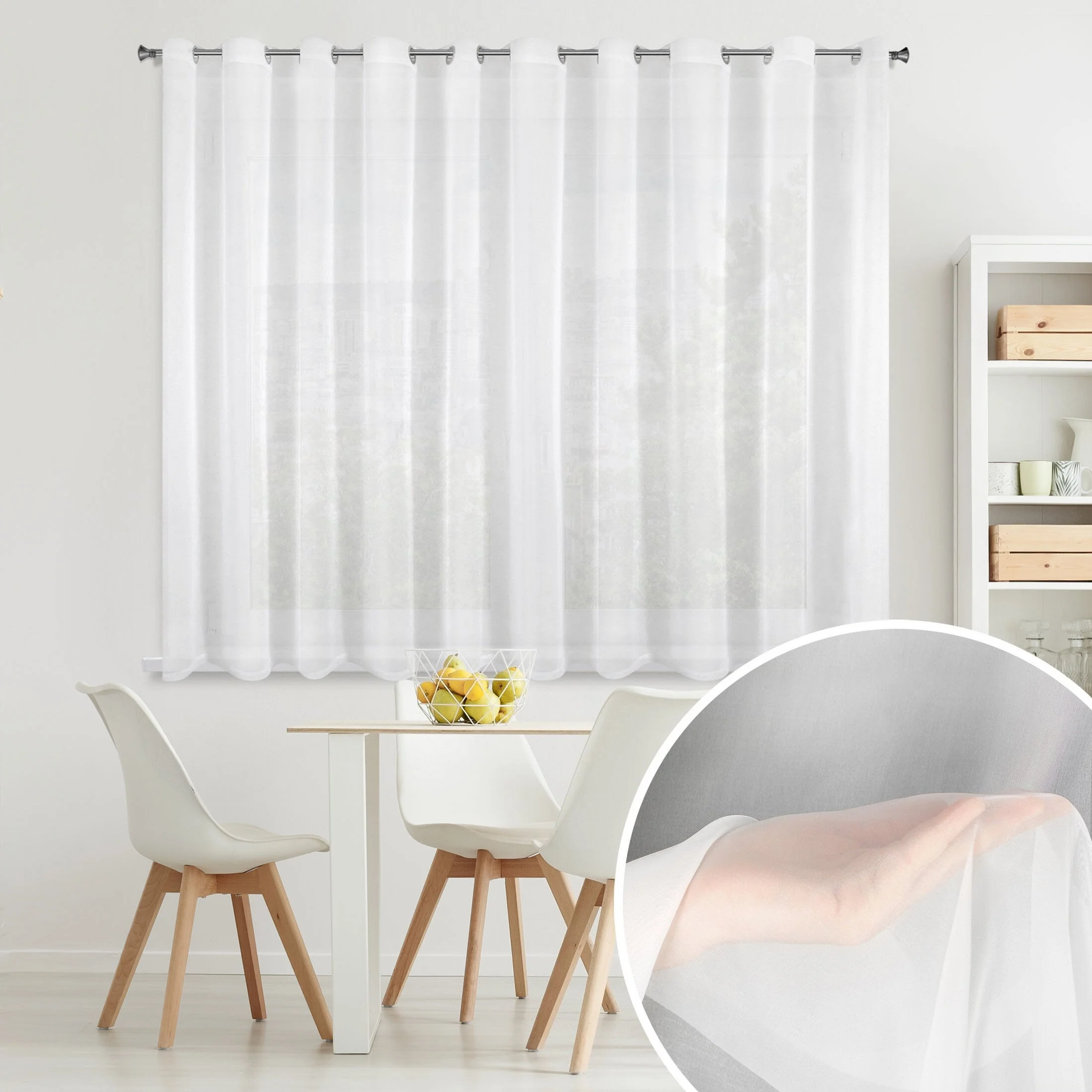 Firana biała z gładkiego matowego woalu 350x150 cm przelotka LUCY | eurofirany