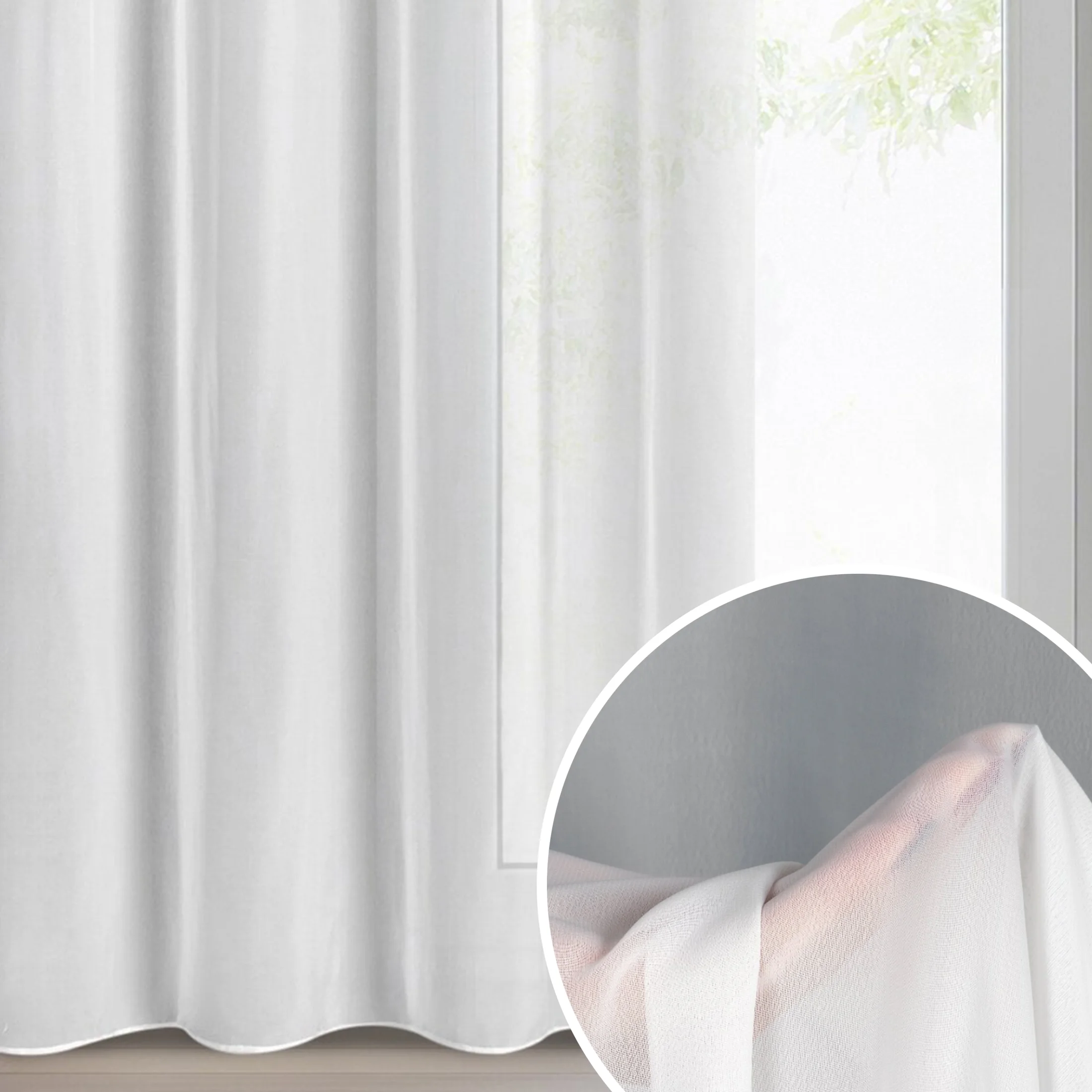 Firana biała z gładkiej matowej tkaniny szyfonowej 140x270 cm taśma DALIA | eurofirany
