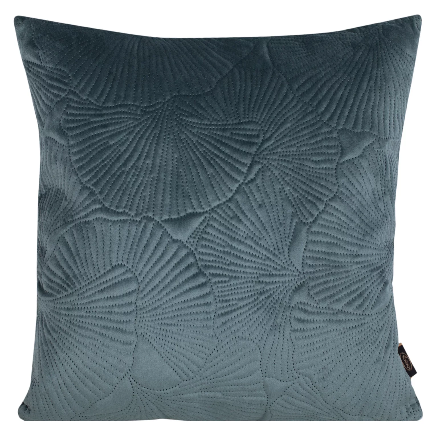 Poszewka na poduszkę 45x45 cm welwetowa kolor ciemnomiętowy z wytłaczanym wzorem liści miłorzębu VELVET 58 Eurofirany Premium