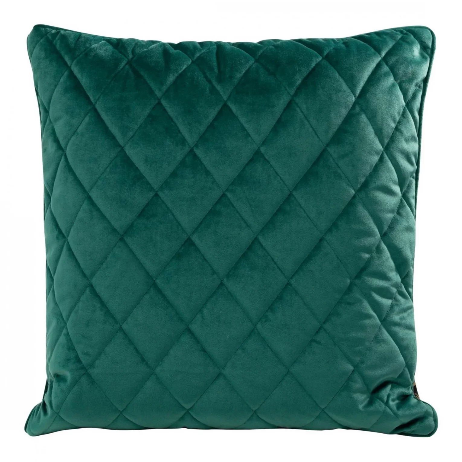 Poduszka 50 x 50 cm ciemnoturkusowa pikowana we wzór karo z ozdobną wypustką na brzegach VELVET 28