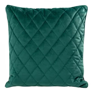 Poduszka 50 x 50 cm ciemnoturkusowa pikowana we wzór karo z ozdobną wypustką na brzegach VELVET 28
