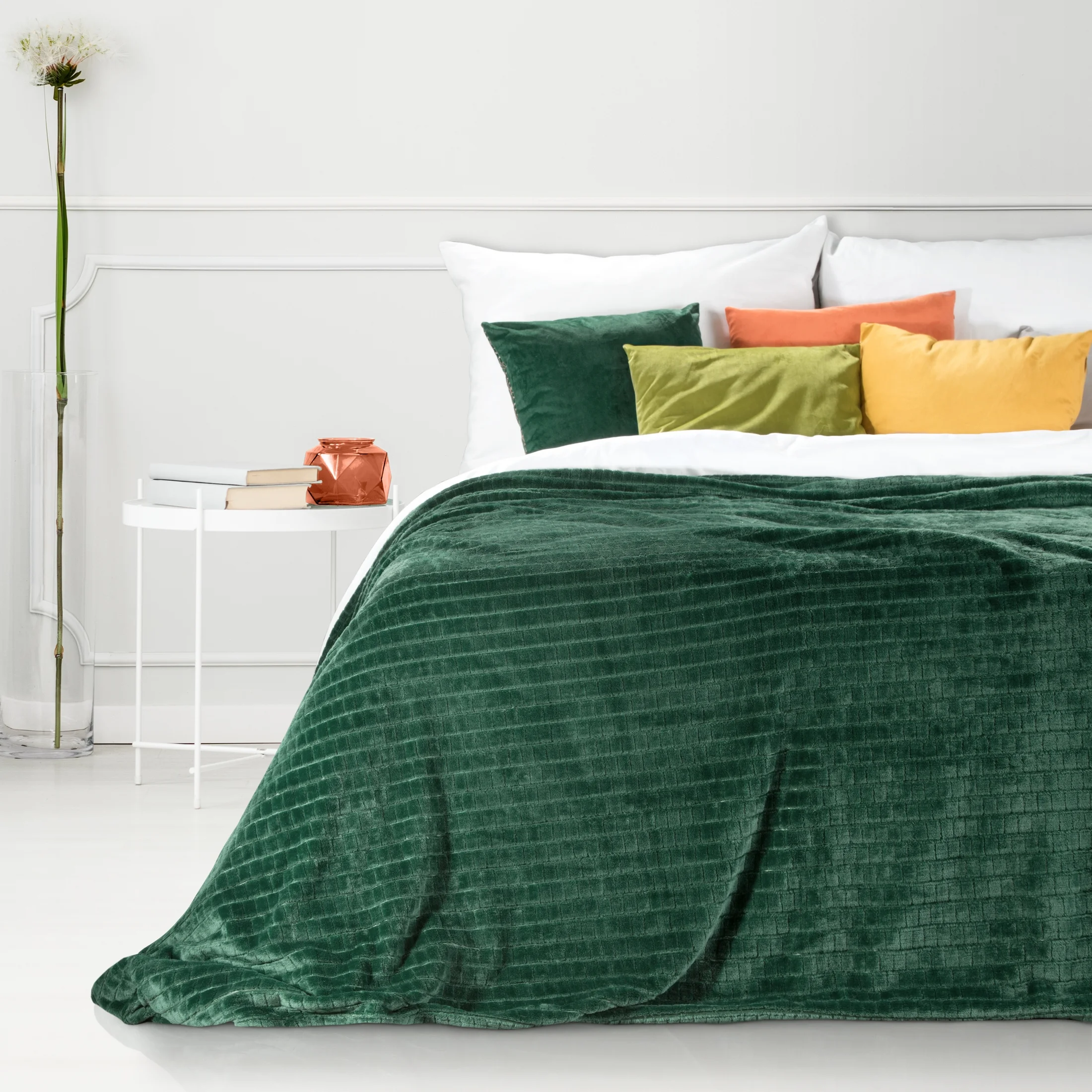 DESIGN 91 Koc CINDY 2 miękki i miły w dotyku z wytłaczanym wzorem w kosteczkę