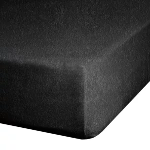 Prześcieradło frotte z gumką 140x200 cm z bawełny kolor czarny 170 g/m2 Design 91