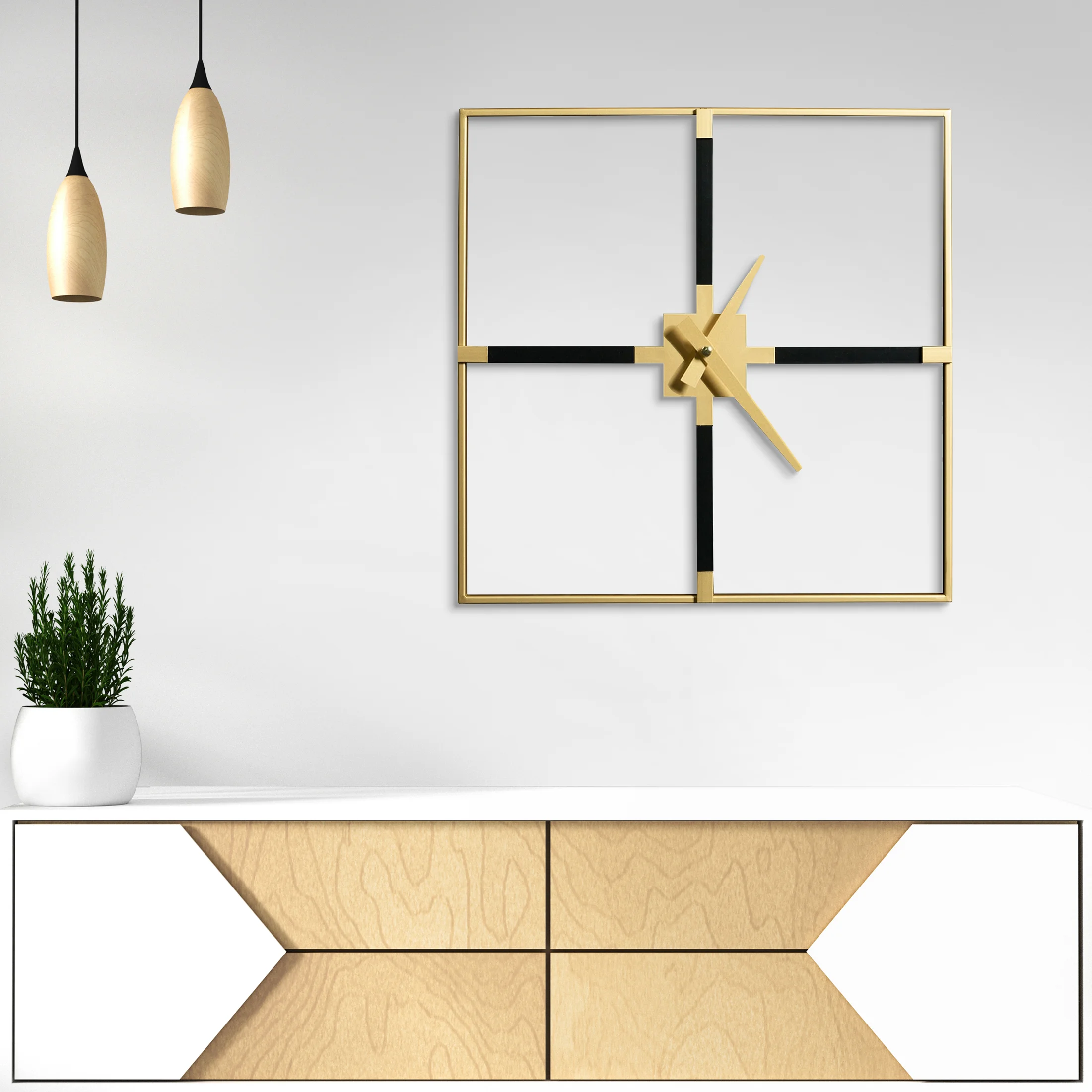 Zegar ścienny czarno-złoty z metalu w stylu nowoczesnym 60x5x60 cm
