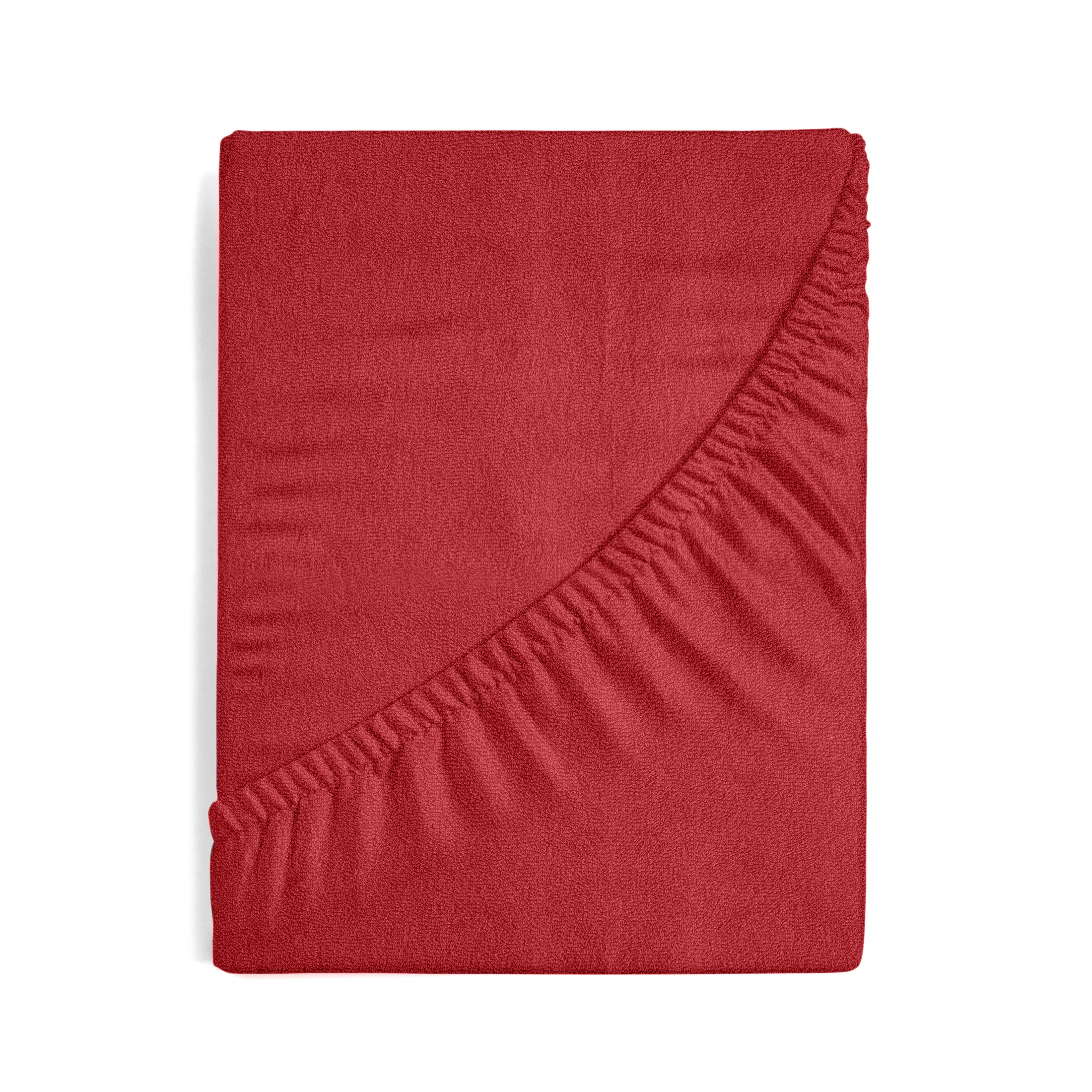 Prześcieradło frotte z gumką 140x200 cm z bawełny kolor czerwony 170 g/m2 Design 91
