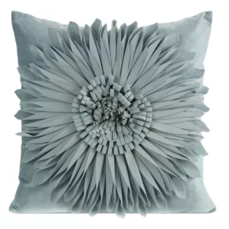 Poszewka na poduszkę 45 x 45 cm z welwetu kolor miętowy zdobiona dużym kwiatem 3D FLORES 3